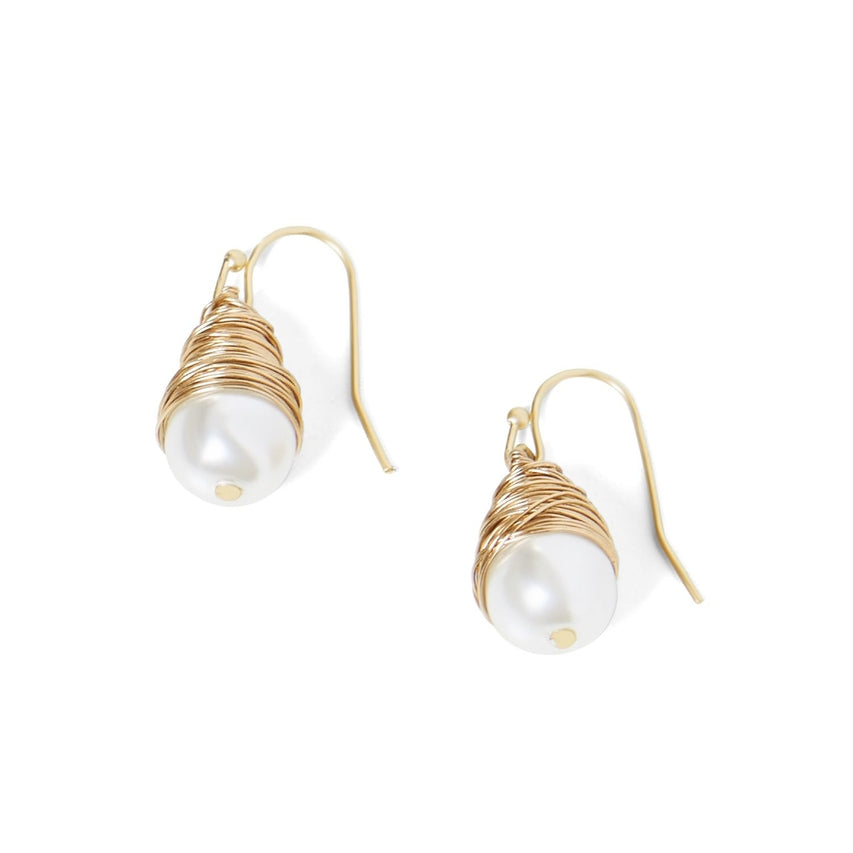 Wire Wrapped Pearl Earrings