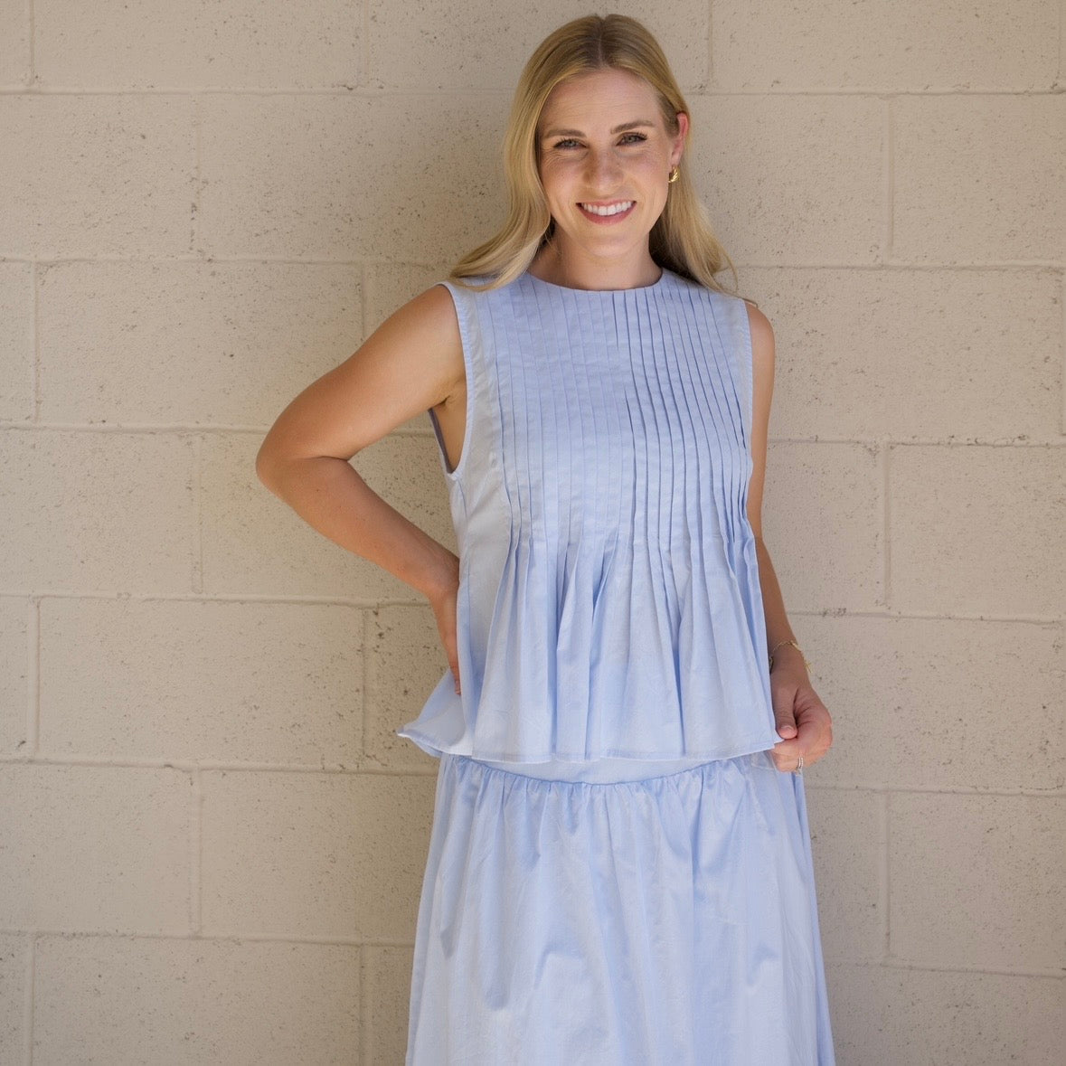 Blue Top & Maxi Skirt Set