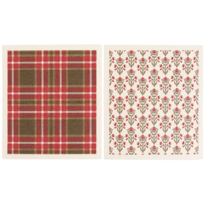 Red Plaid Swedish Dishcloth Set