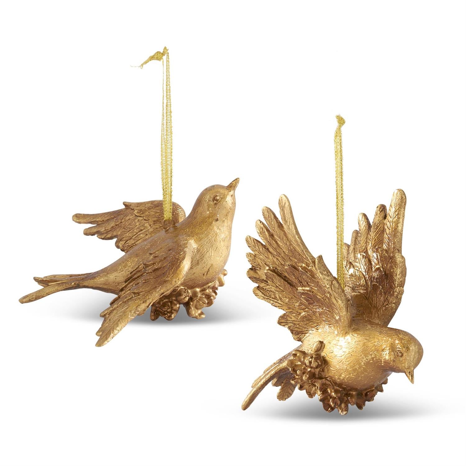 Gold Leaf Bird Ornaments