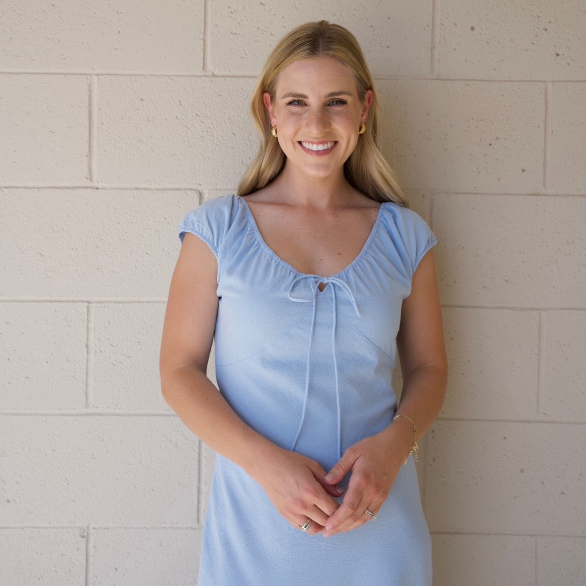 Scoop Neck Milkmaid Midi Dress