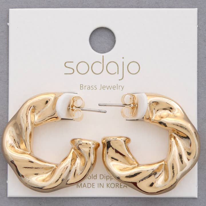 Gold Wave Hoop Earrings