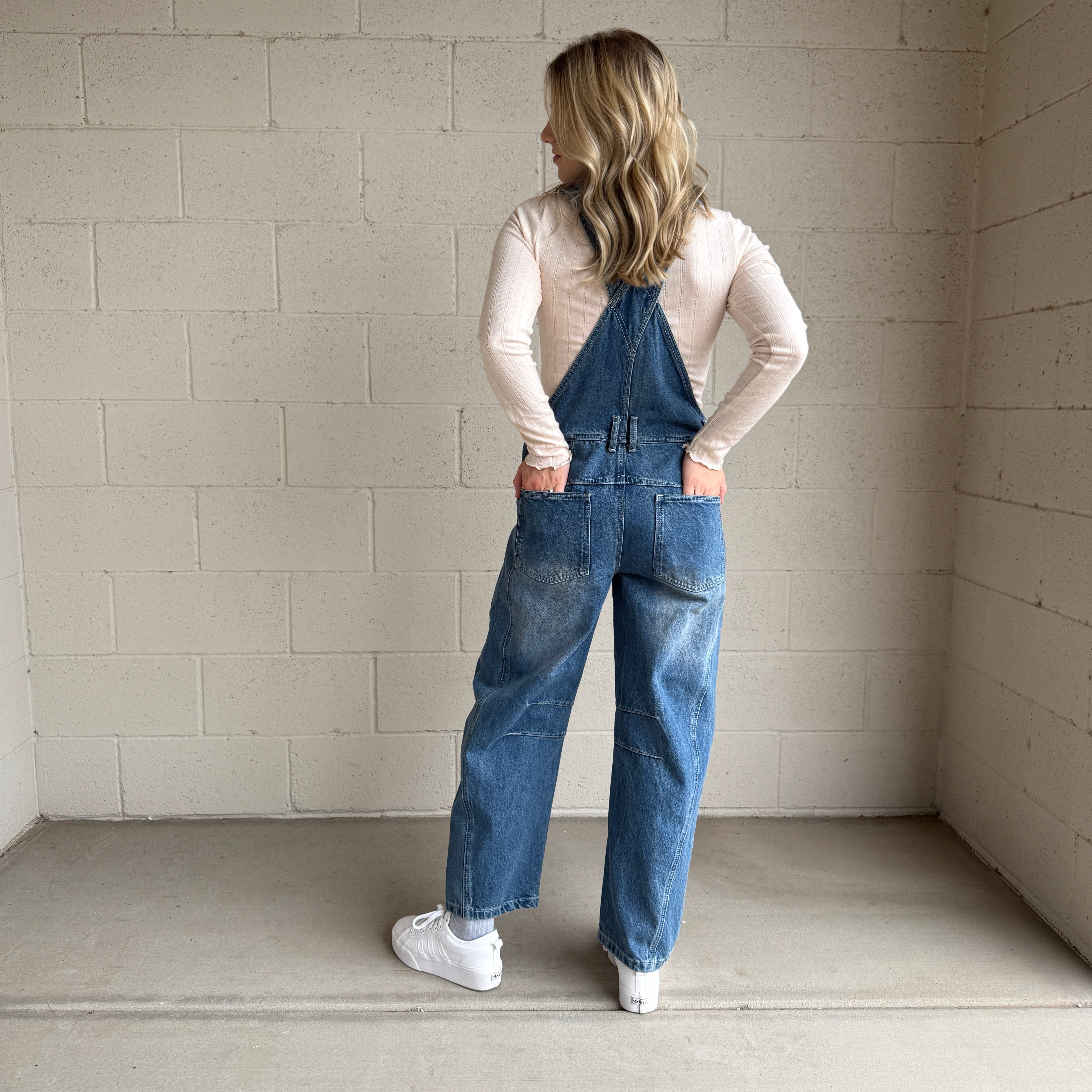 Denim Slouchy Barrel Overalls
