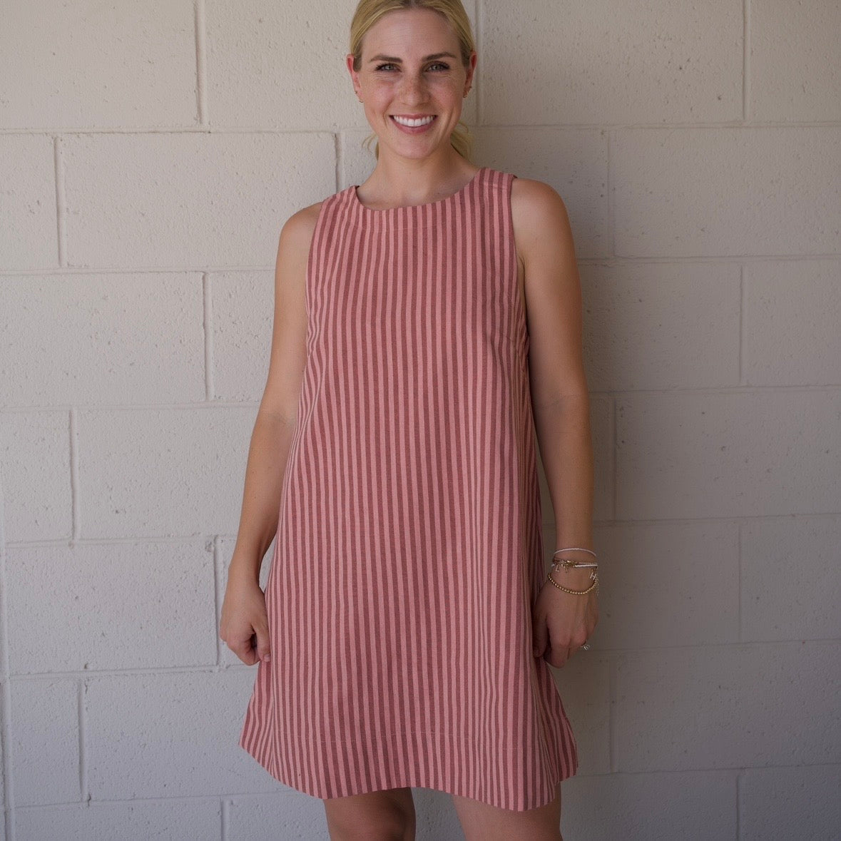 Peach Striped Dress
