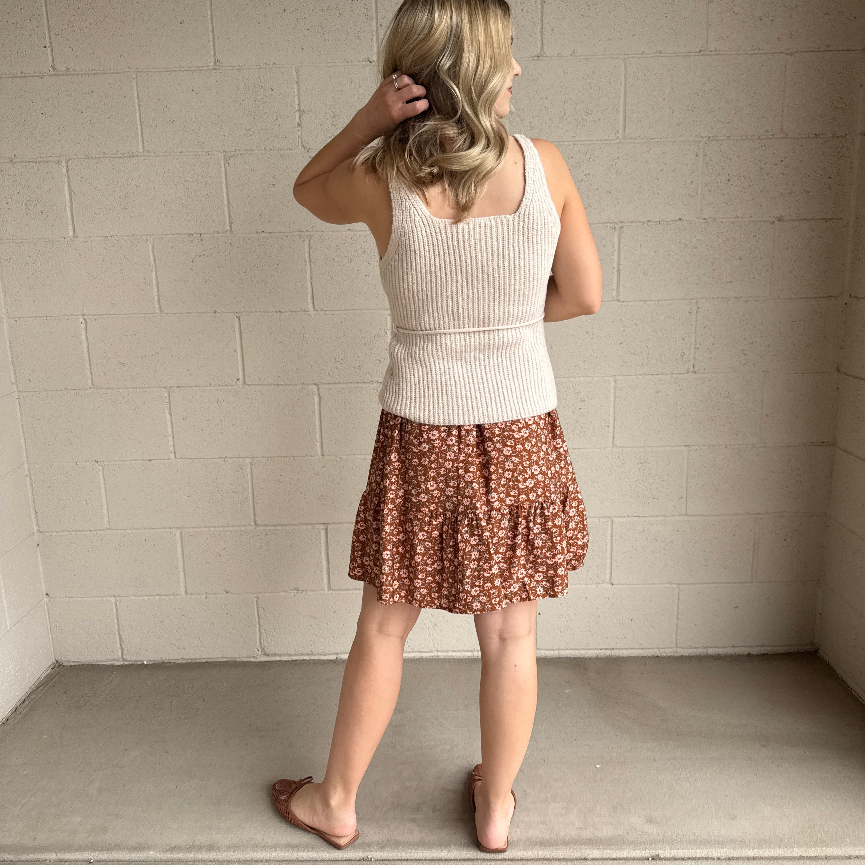 Sleeveless Taupe Sweater Top