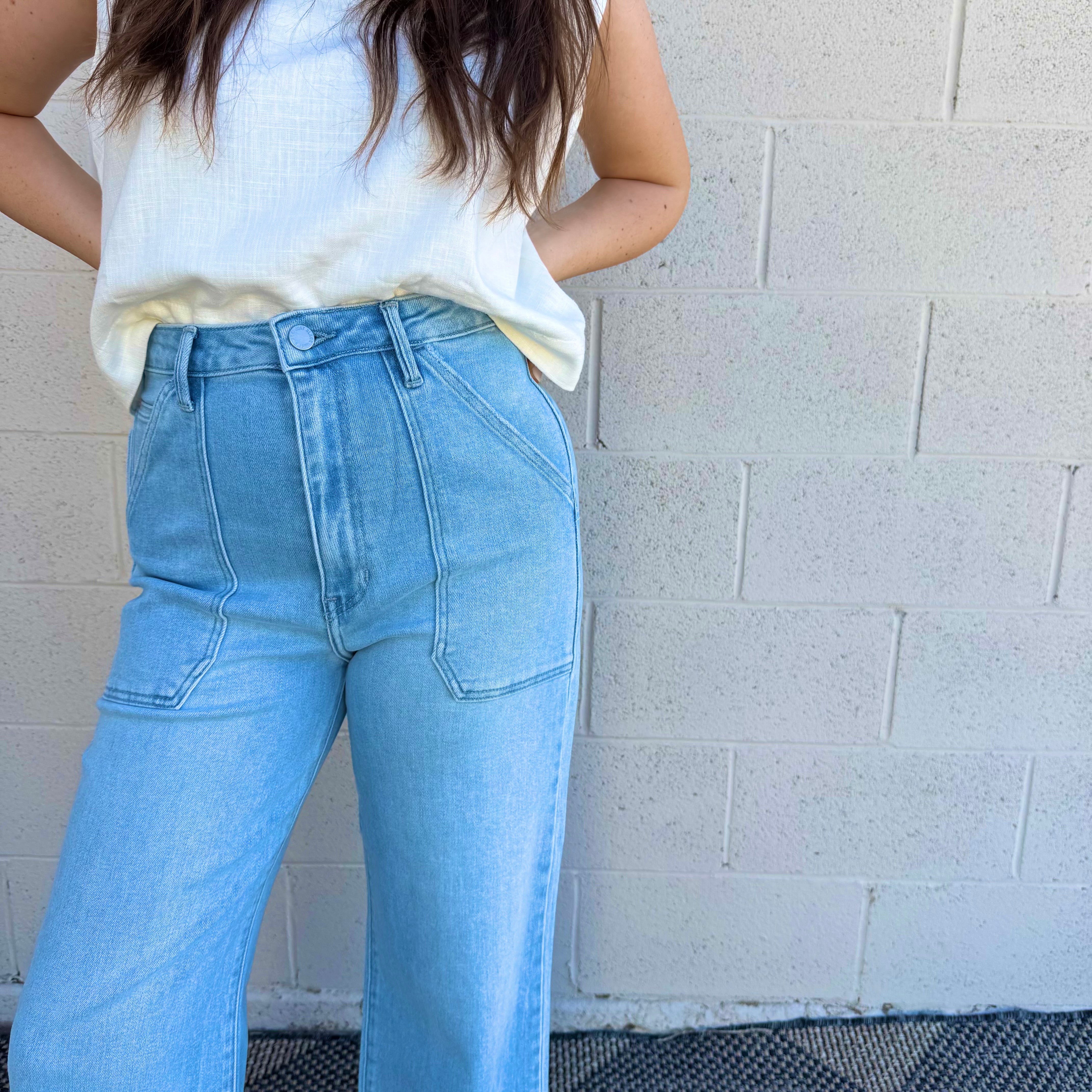 Cargo Wide Leg Light Denim