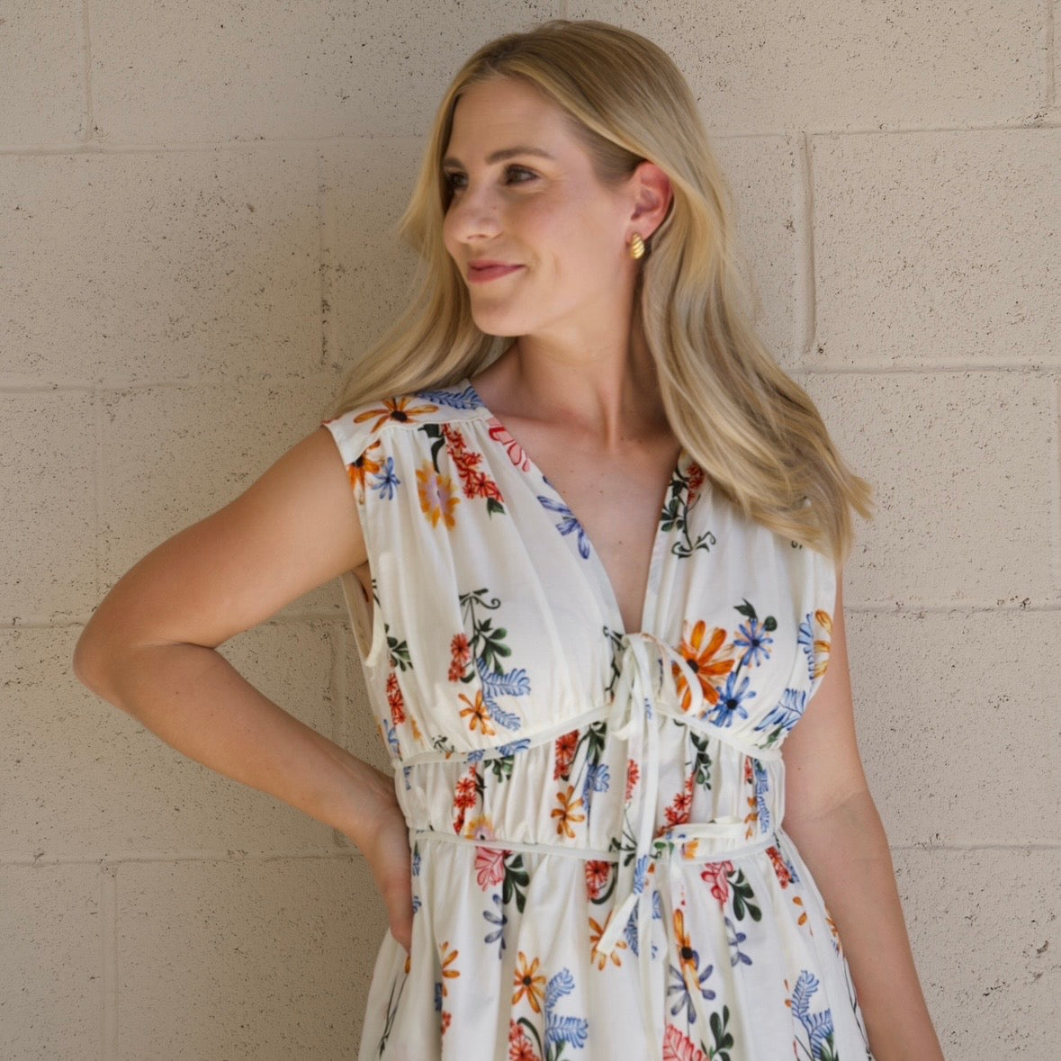 Multi Color Floral Midi Dress