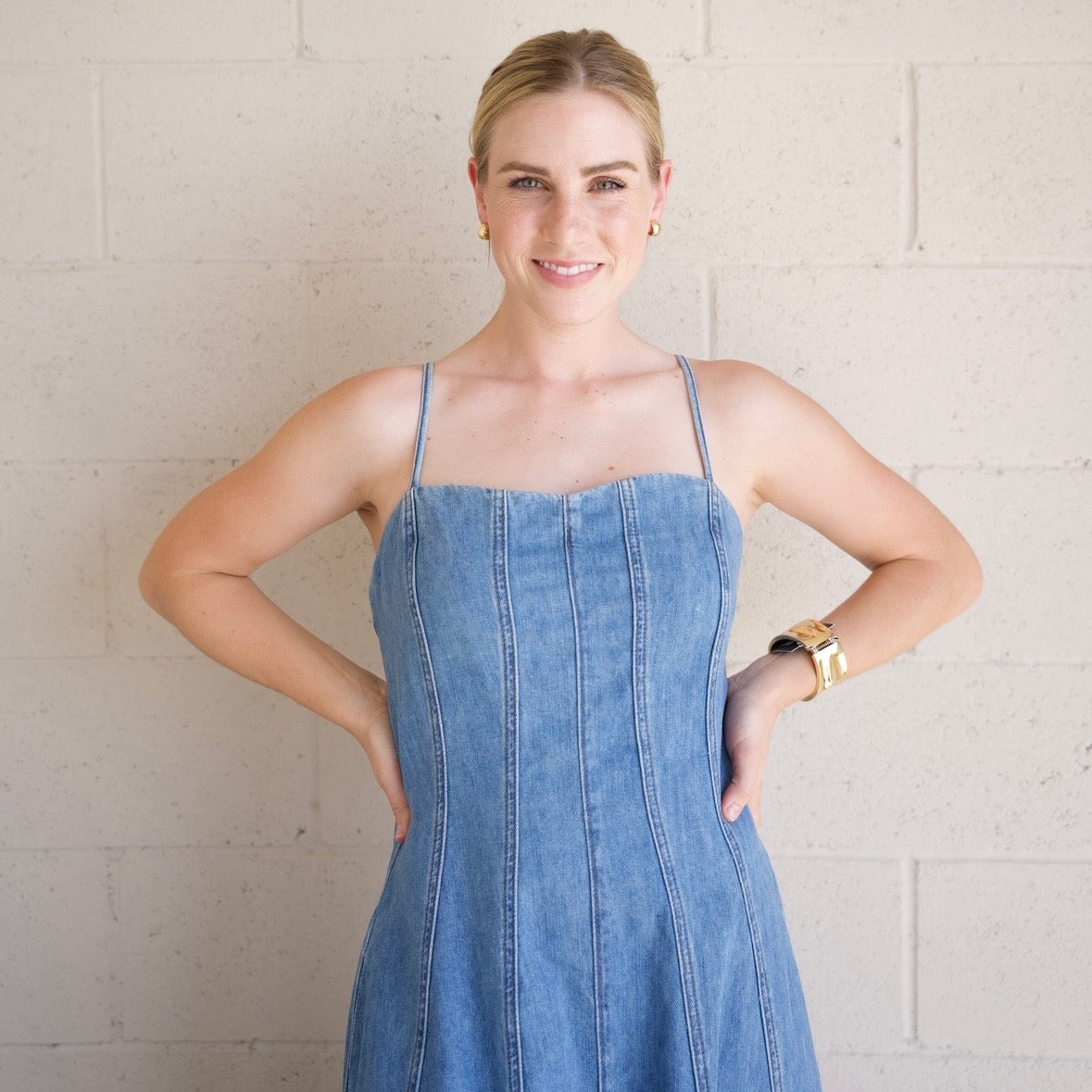 Paneled Maxi Denim Dress