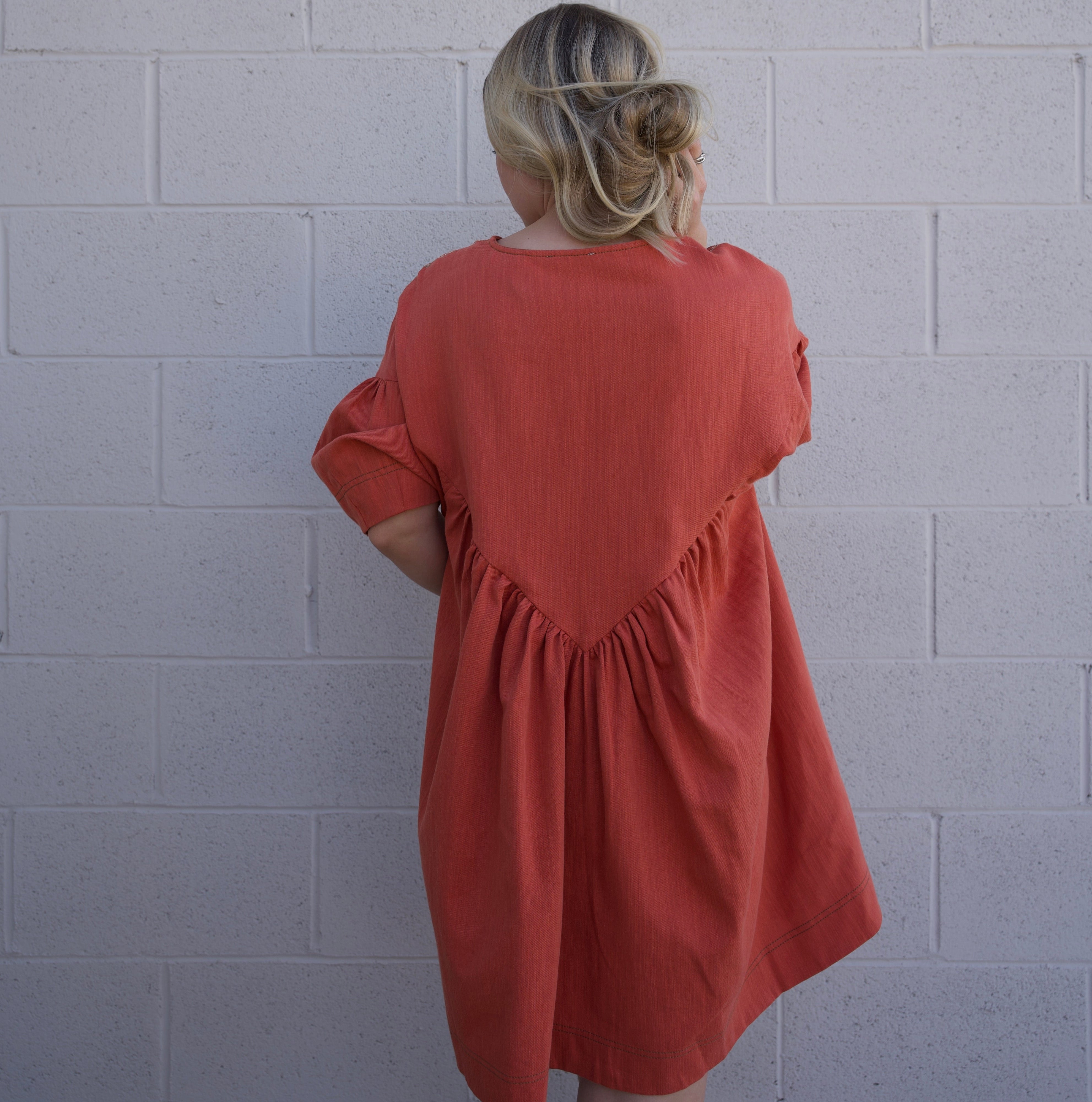 Rust Embroidered Dress