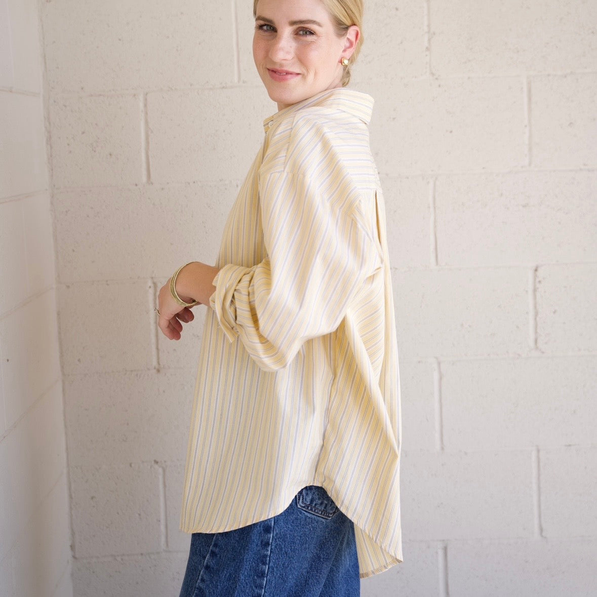 Yellow Oversized Striped Shirt