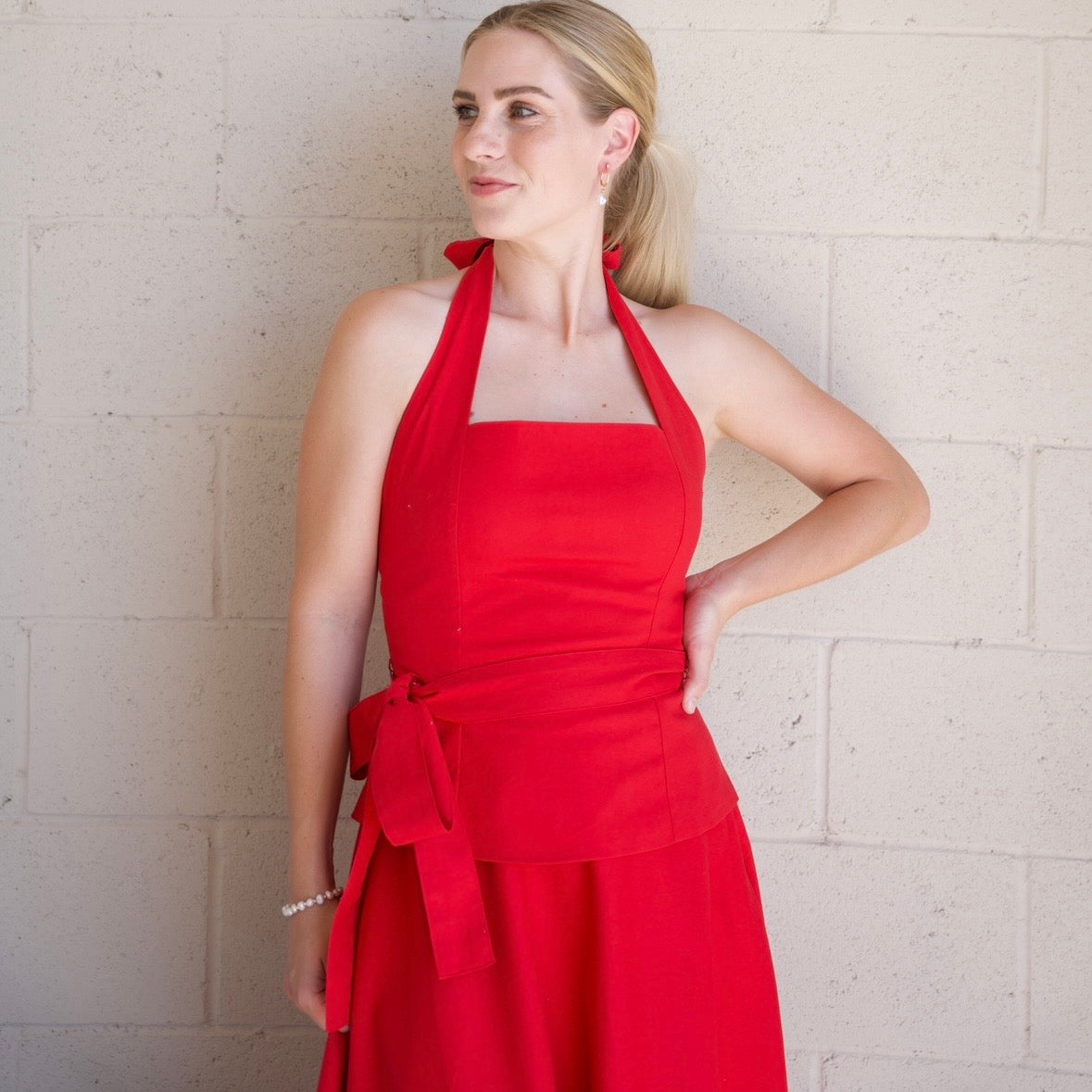 Red Skirt Set