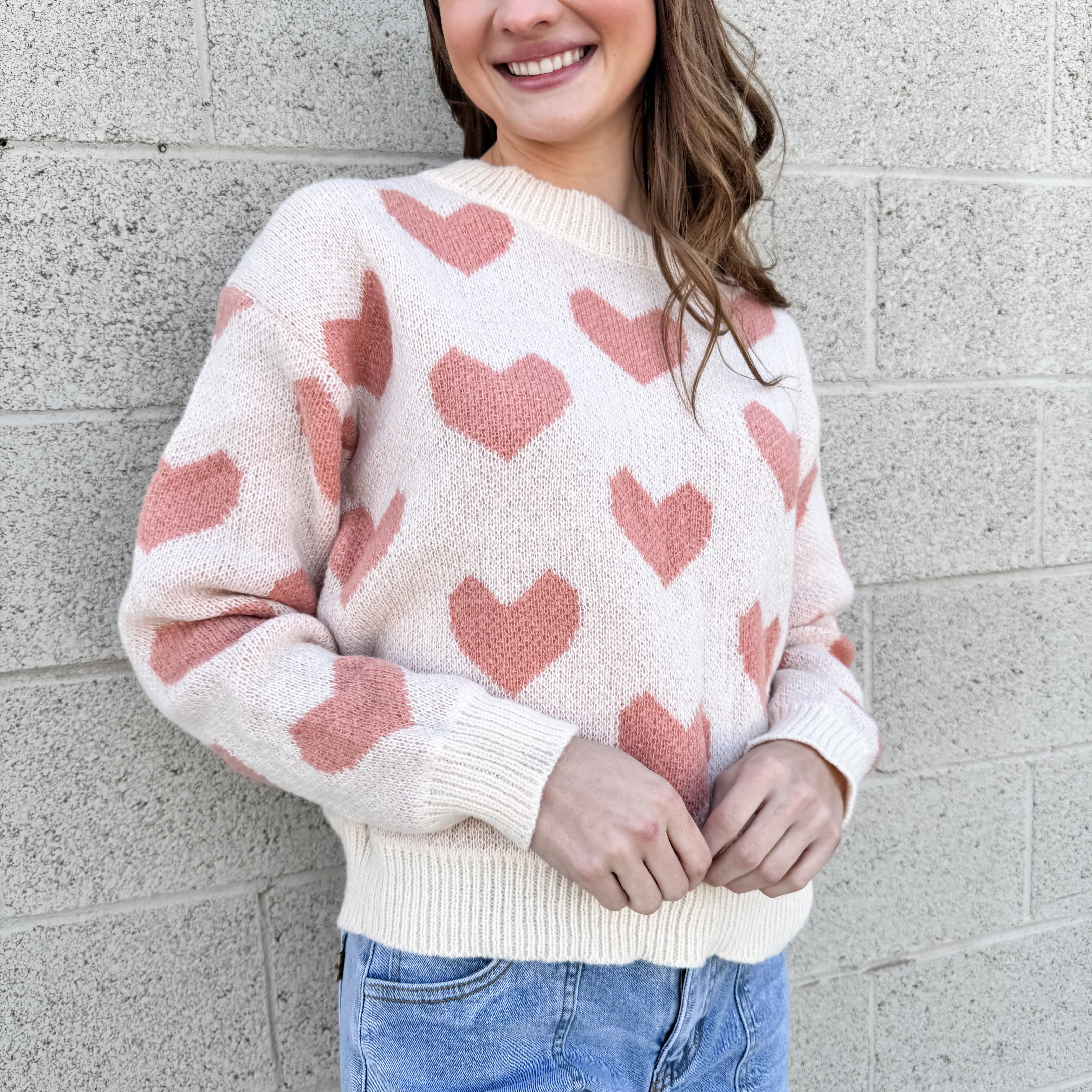 Pink Heart Sweater