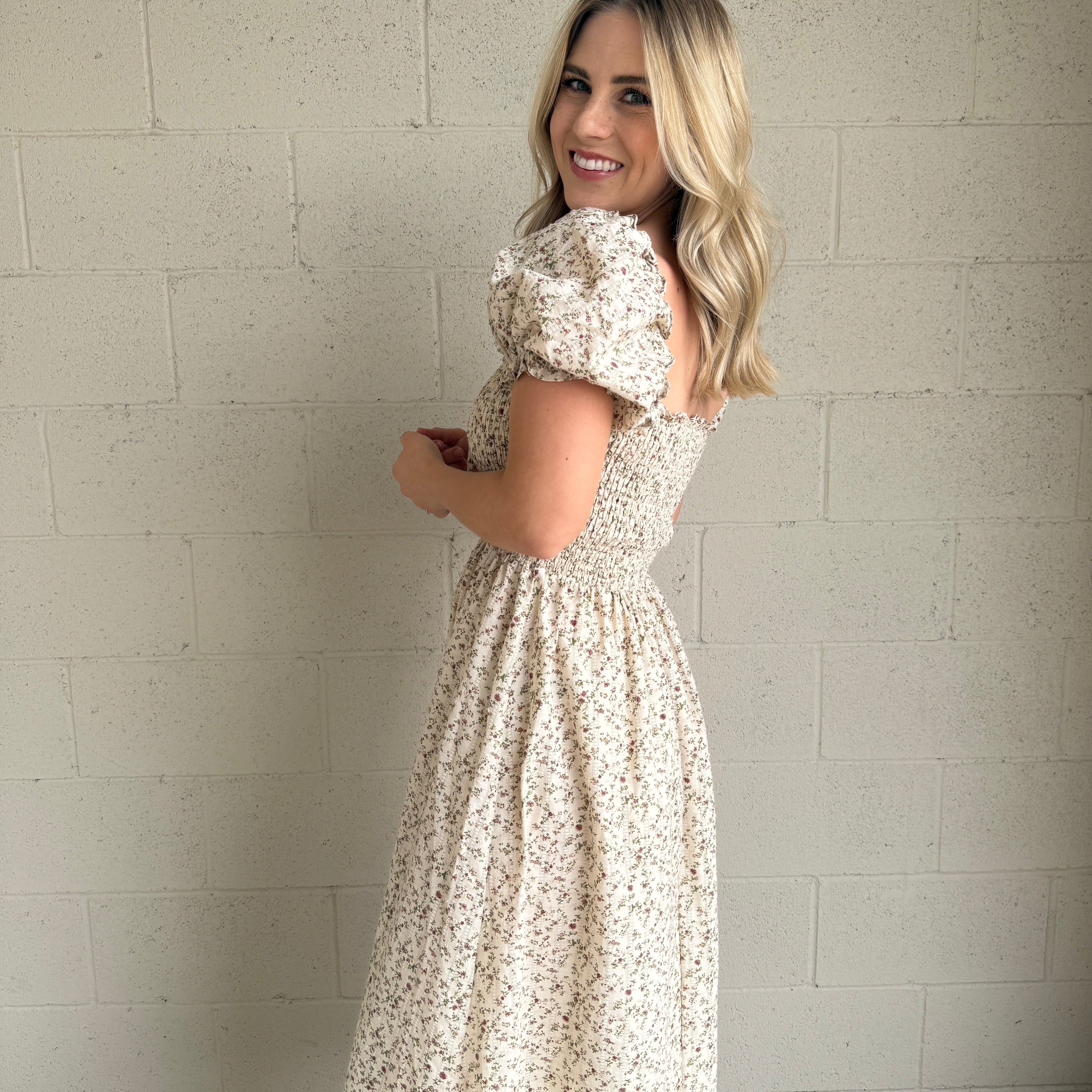 Floral Smocked Midi Dress