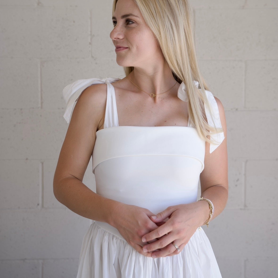 White Tie Shoulder Maxi Dress