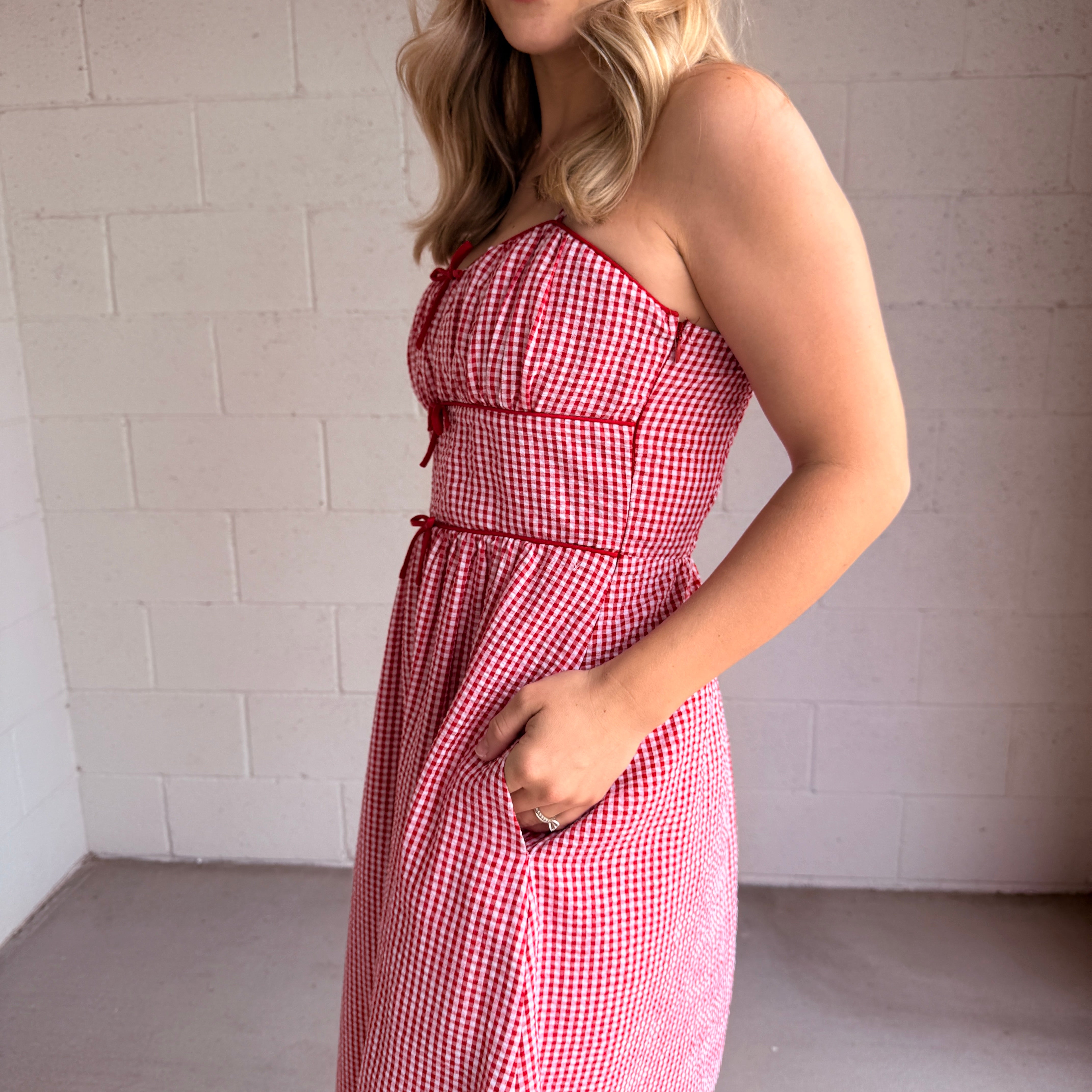 Red Gingham Bow Dress