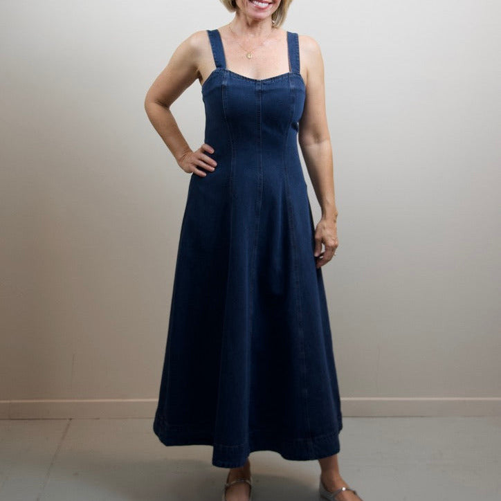Sweetheart Denim Midi Dress