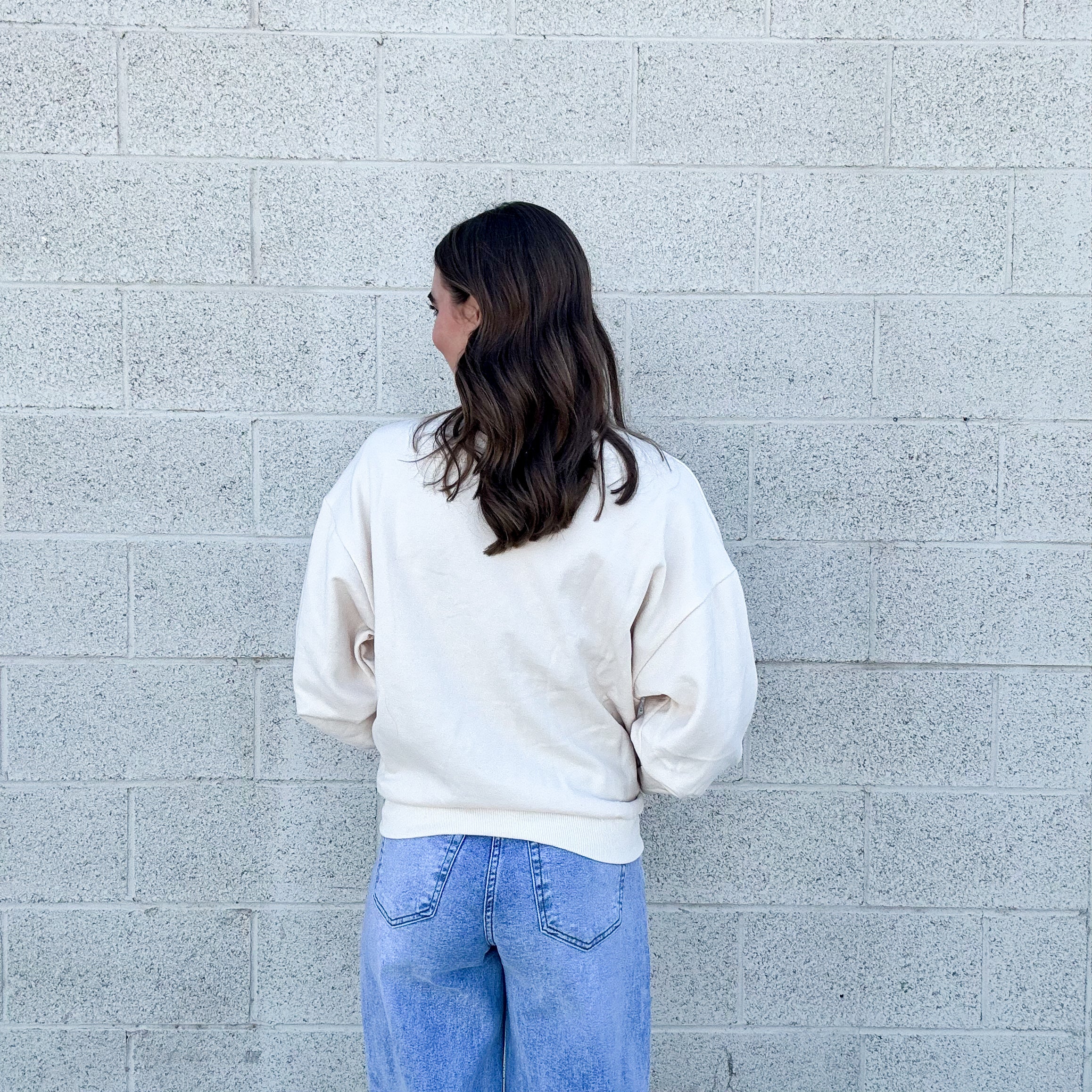 Beige Ribbon Bow Sweater