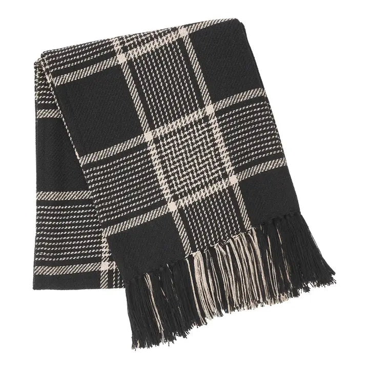 Black Tan Plaid Throw Blanket