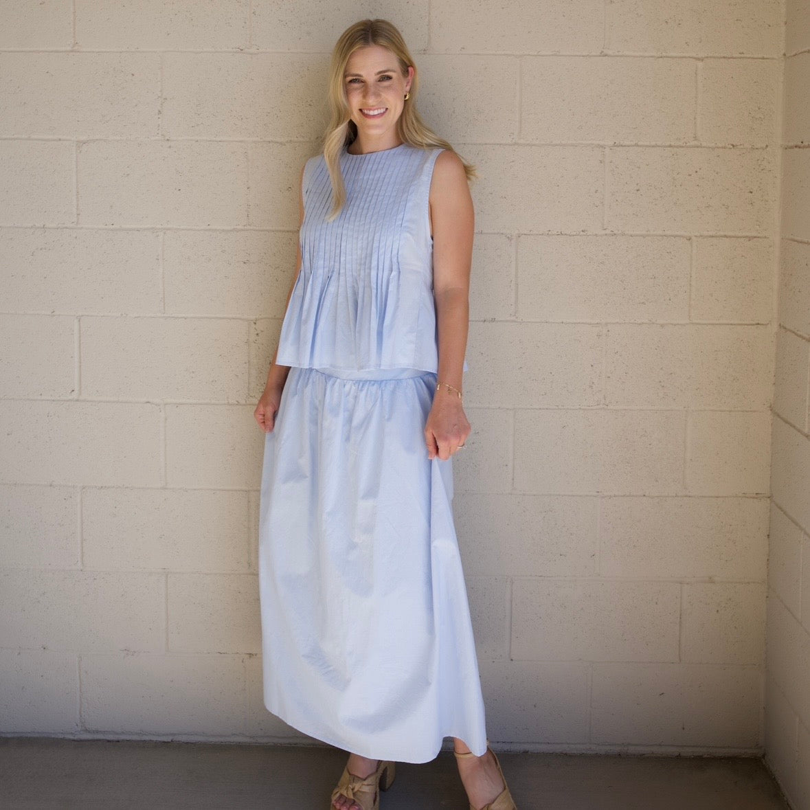 Blue Top & Maxi Skirt Set