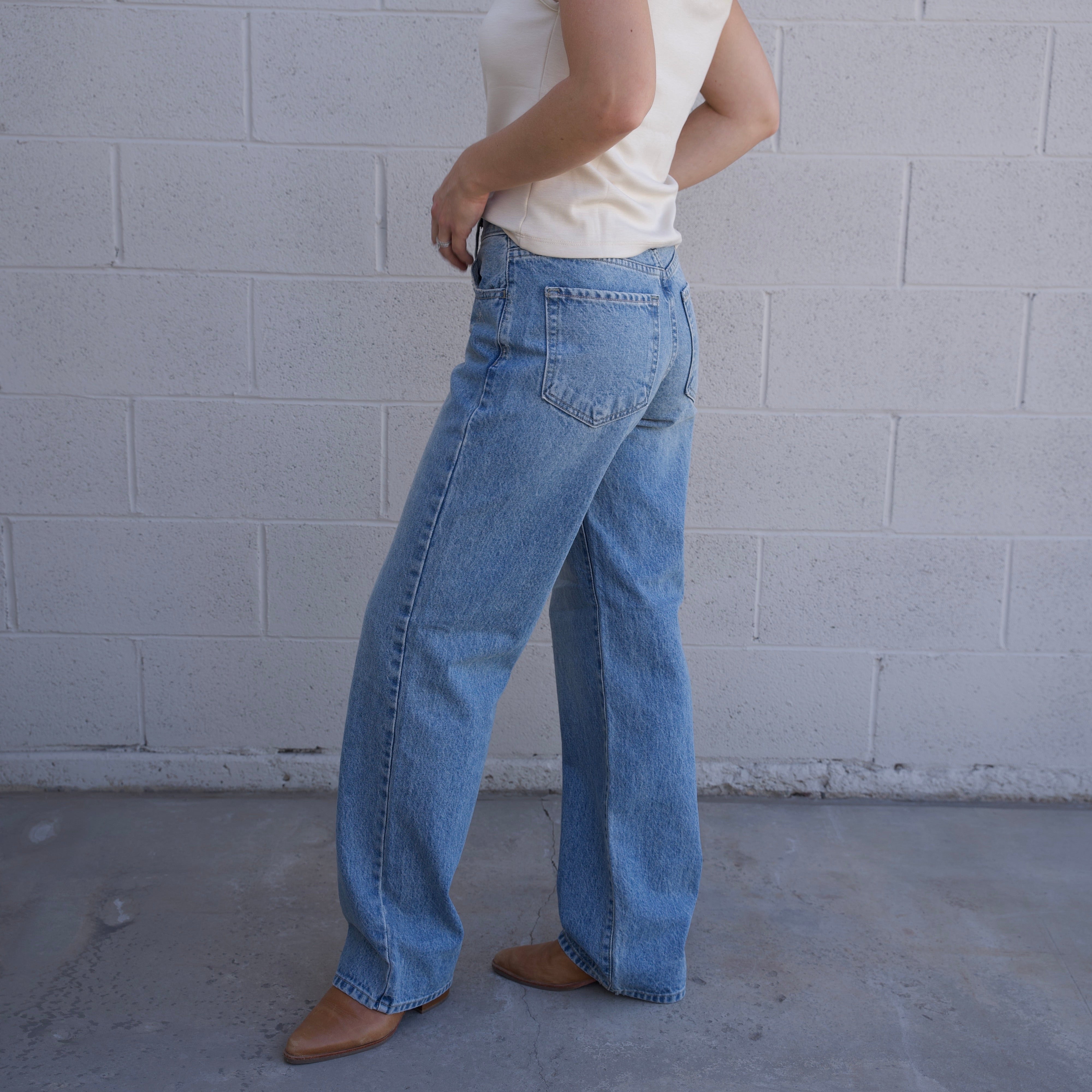 Medium Washed Relaxed Straight Denim