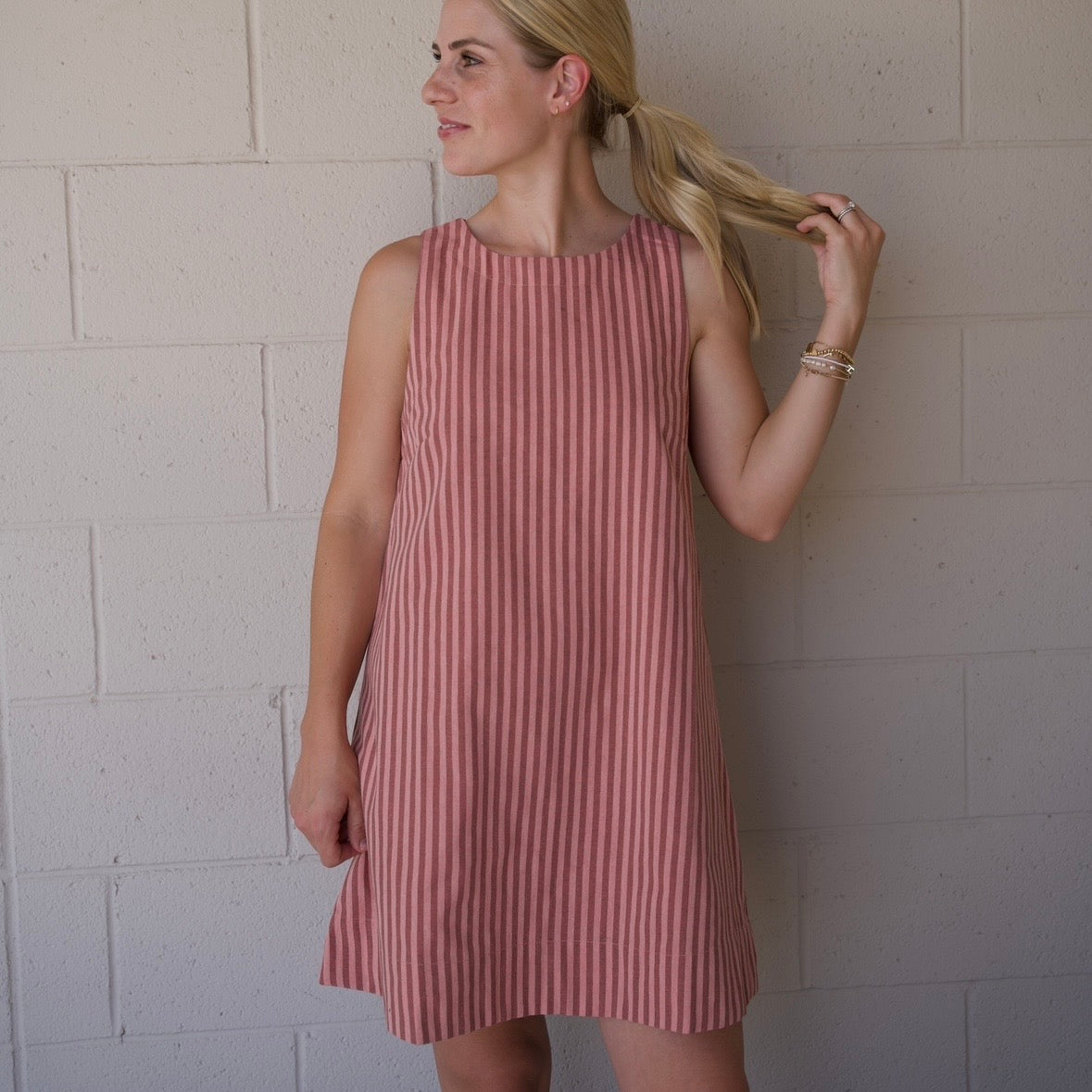Peach Striped Dress