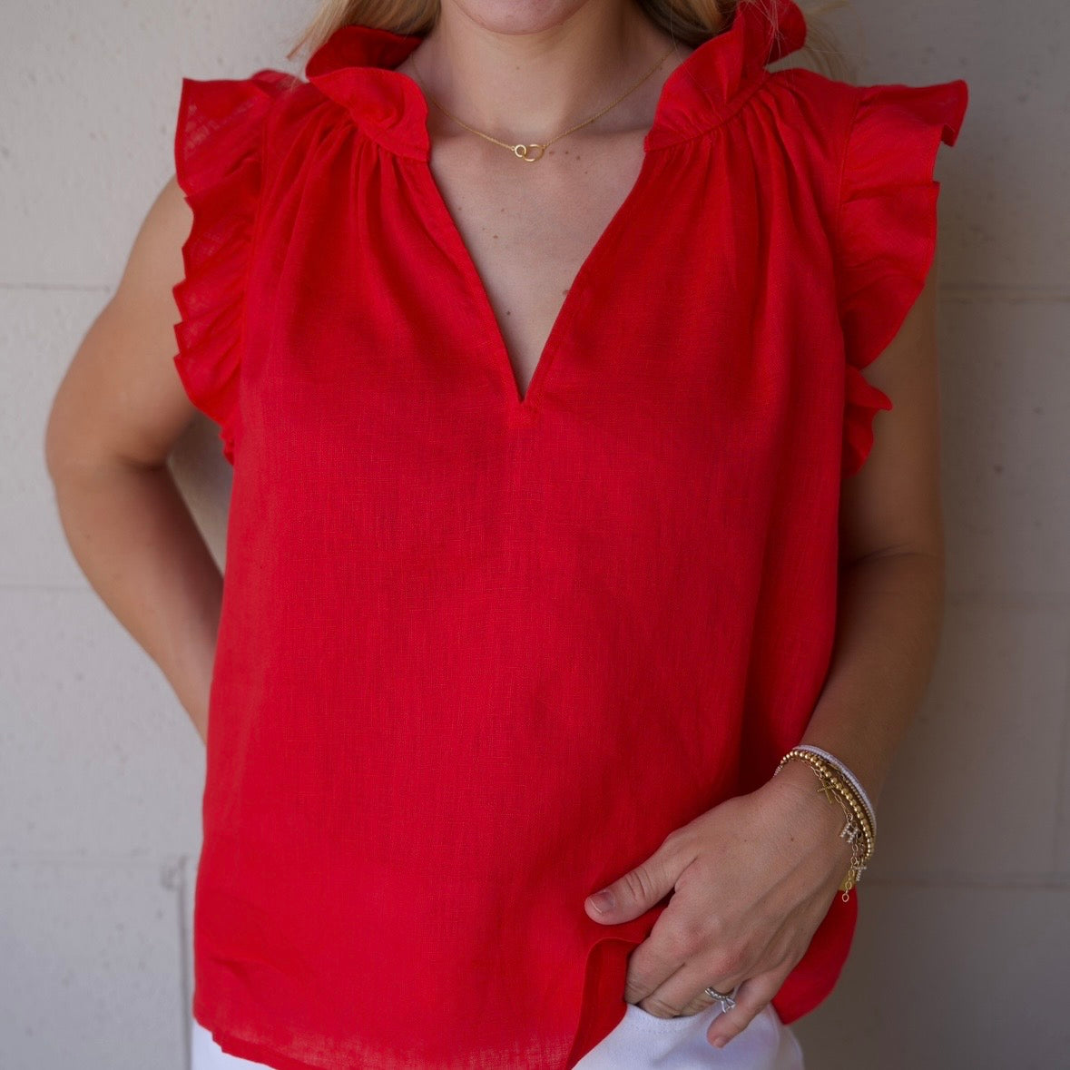 Linen Ruffle Blouse