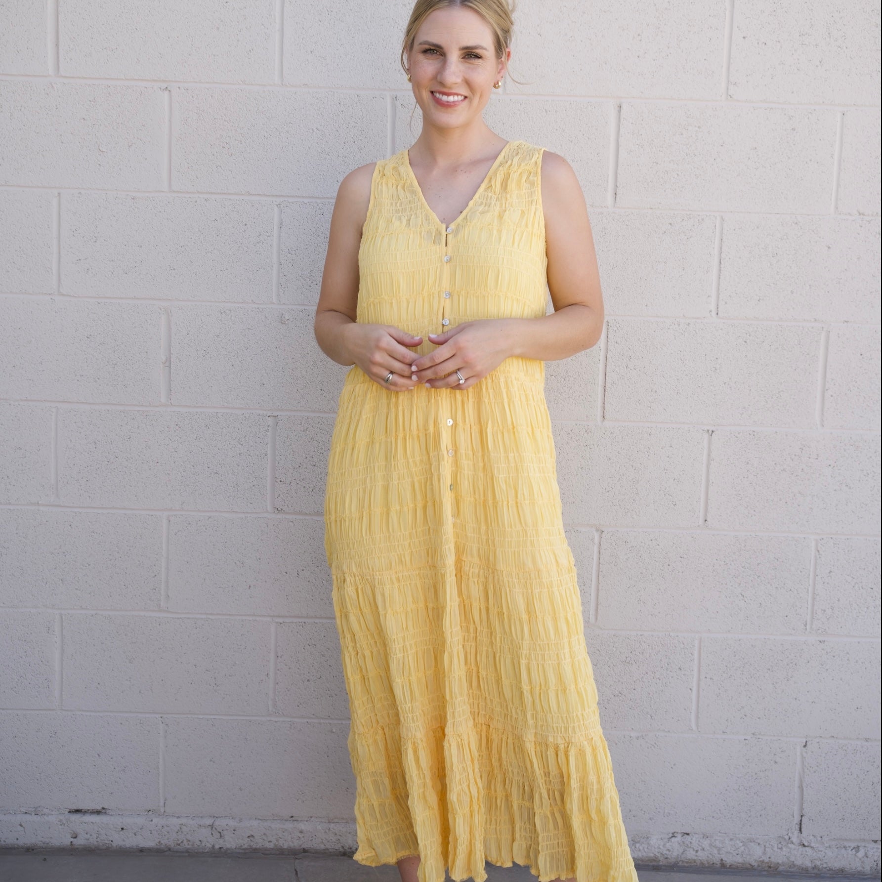 Yellow Button Down Maxi Dress