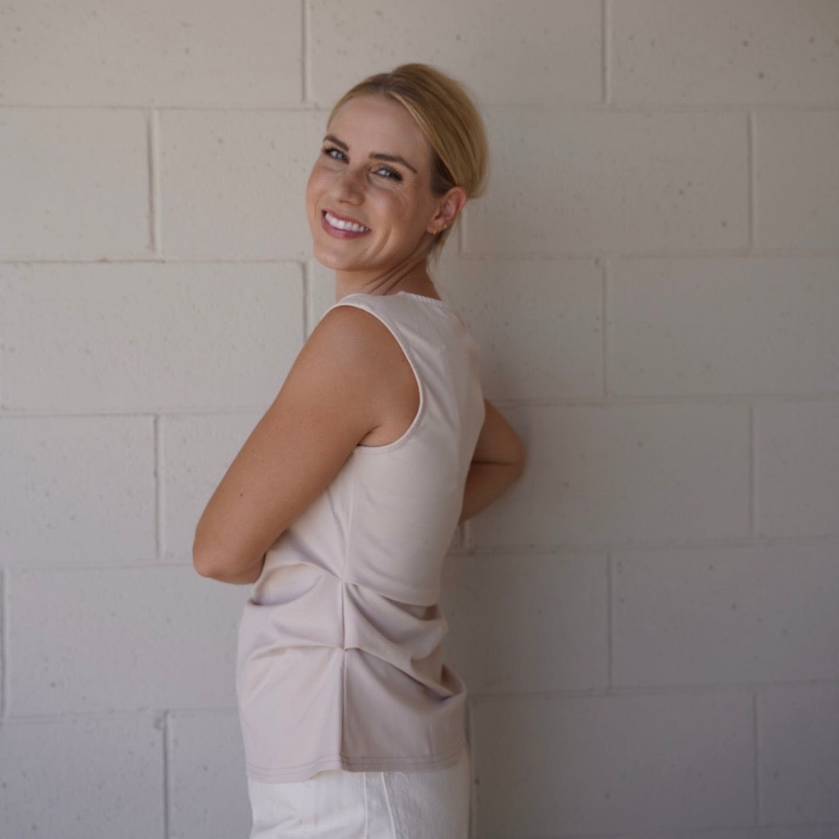 Side Pleated Sleeveless Top