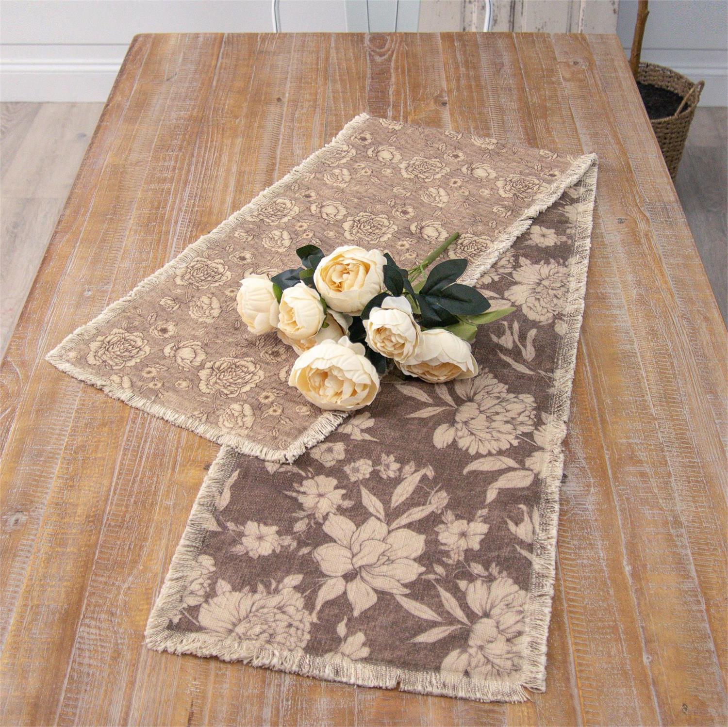 Sepia Floral Table Runner