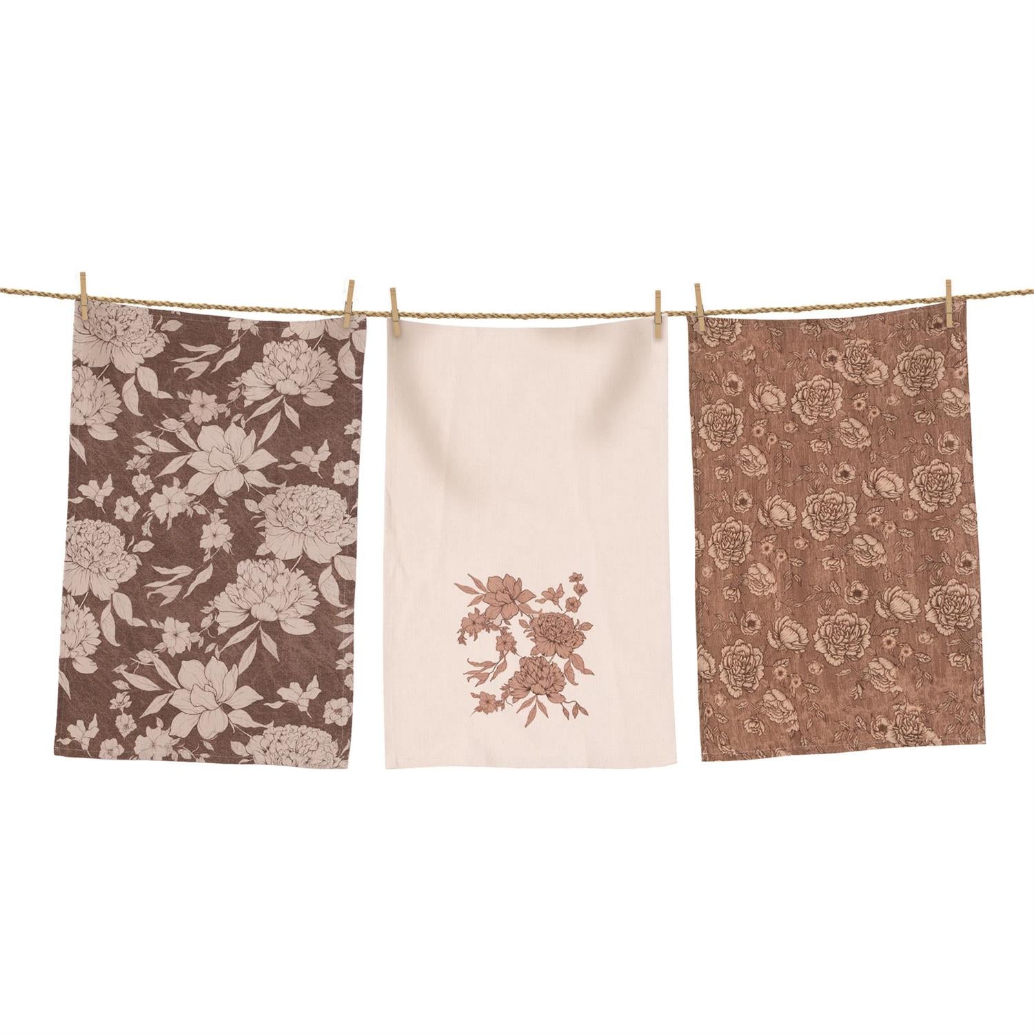 Sepia Floral Tea Towel