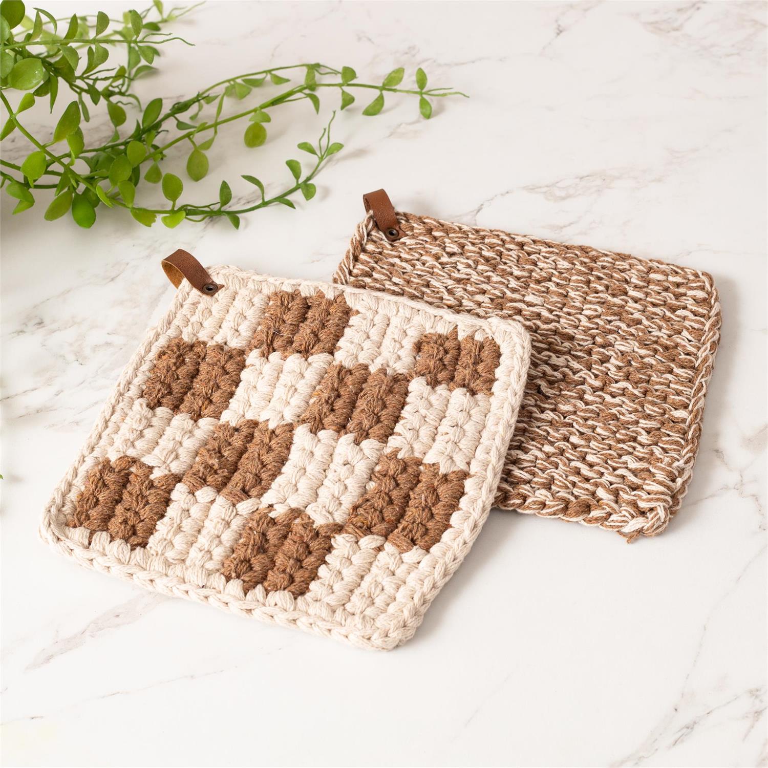 Brown and Cream Knotted Pot Holder