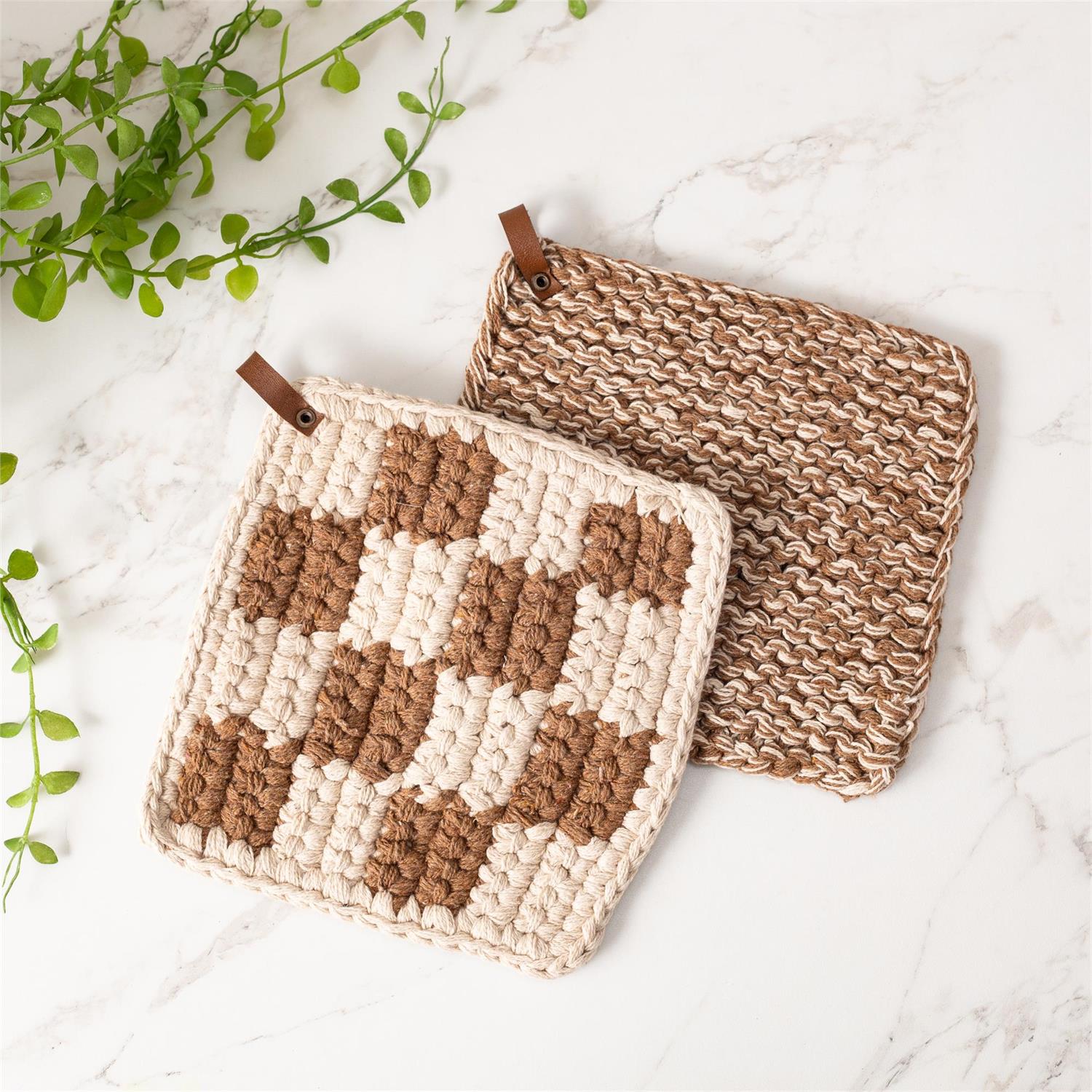Brown and Cream Knotted Pot Holder
