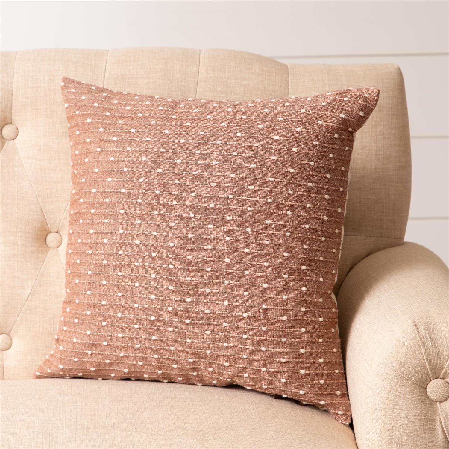 Brown Kantha Stitch Pillow