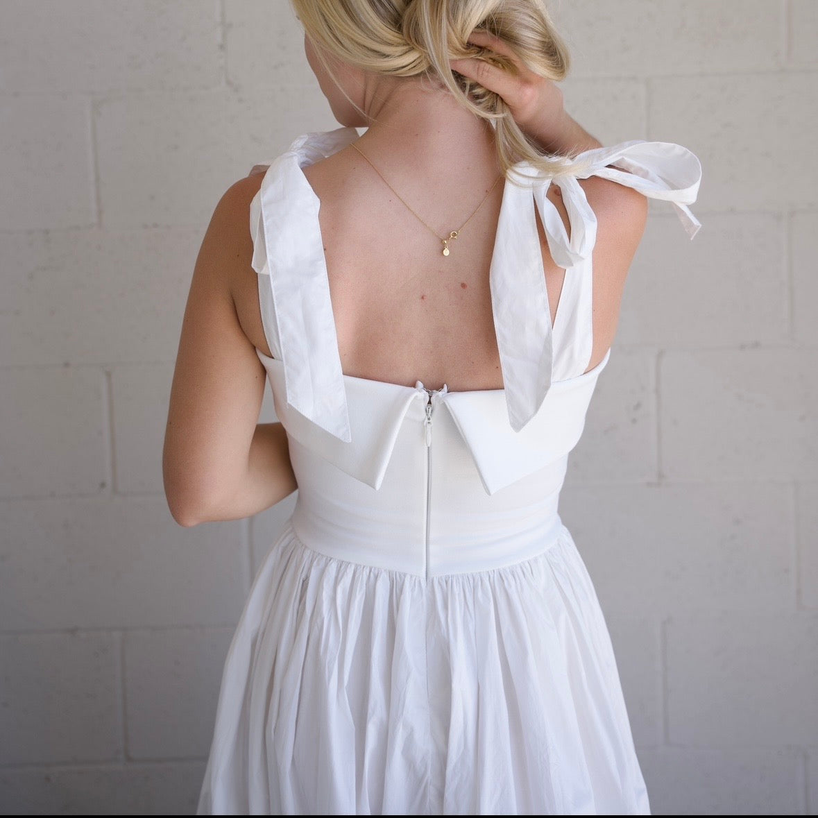 White Tie Shoulder Maxi Dress