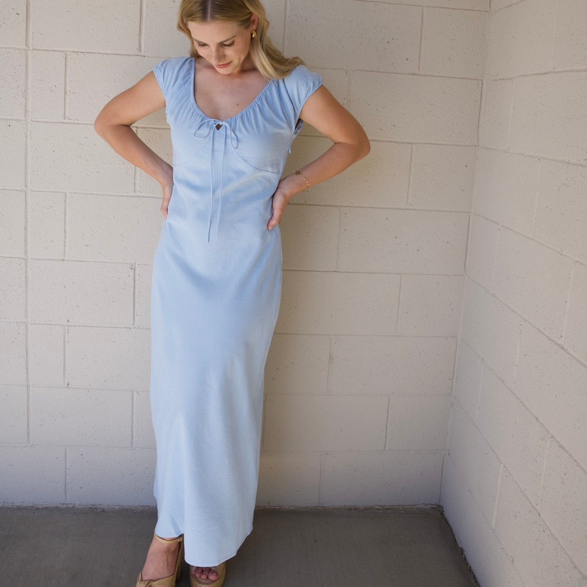 Scoop Neck Milkmaid Midi Dress