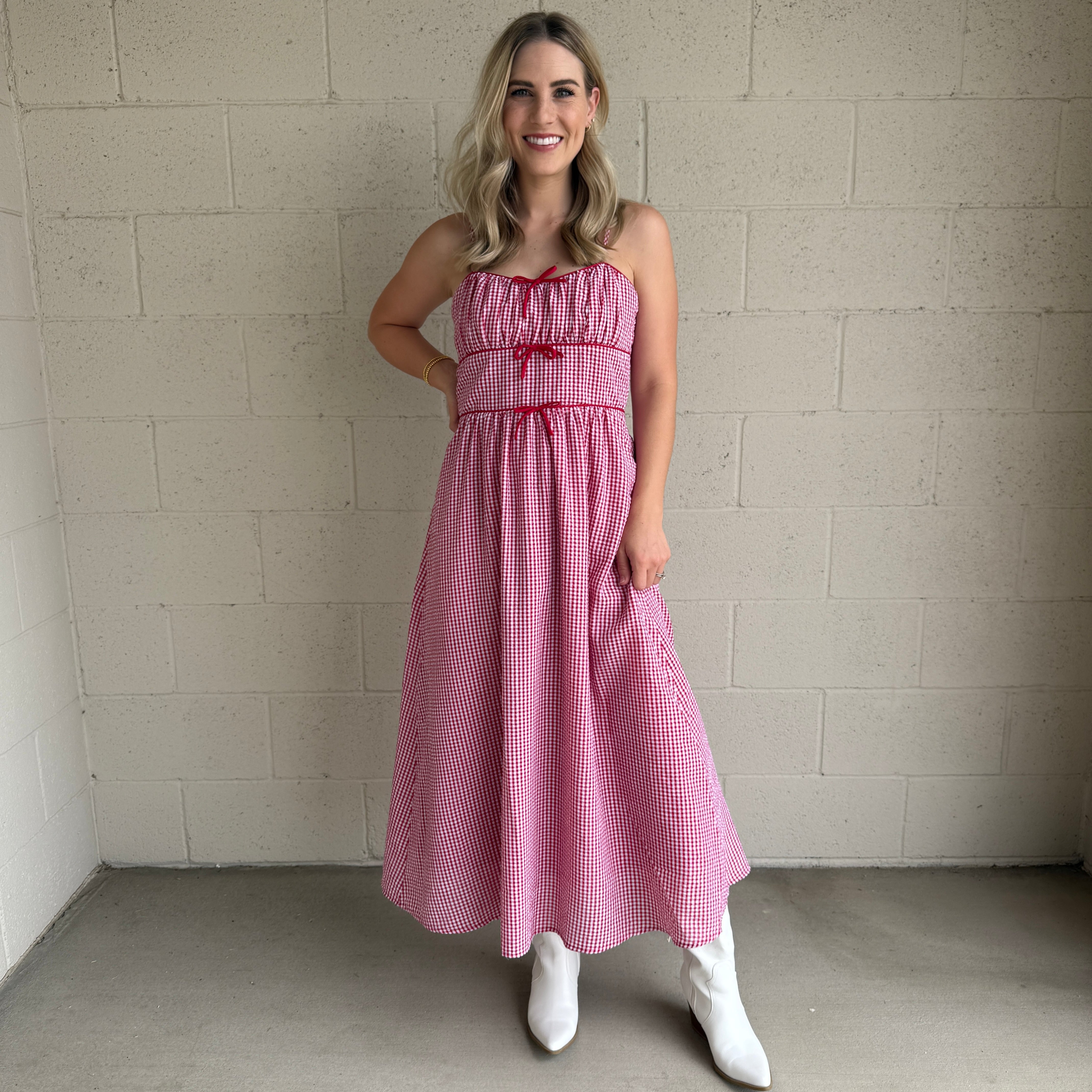 Red Gingham Bow Dress