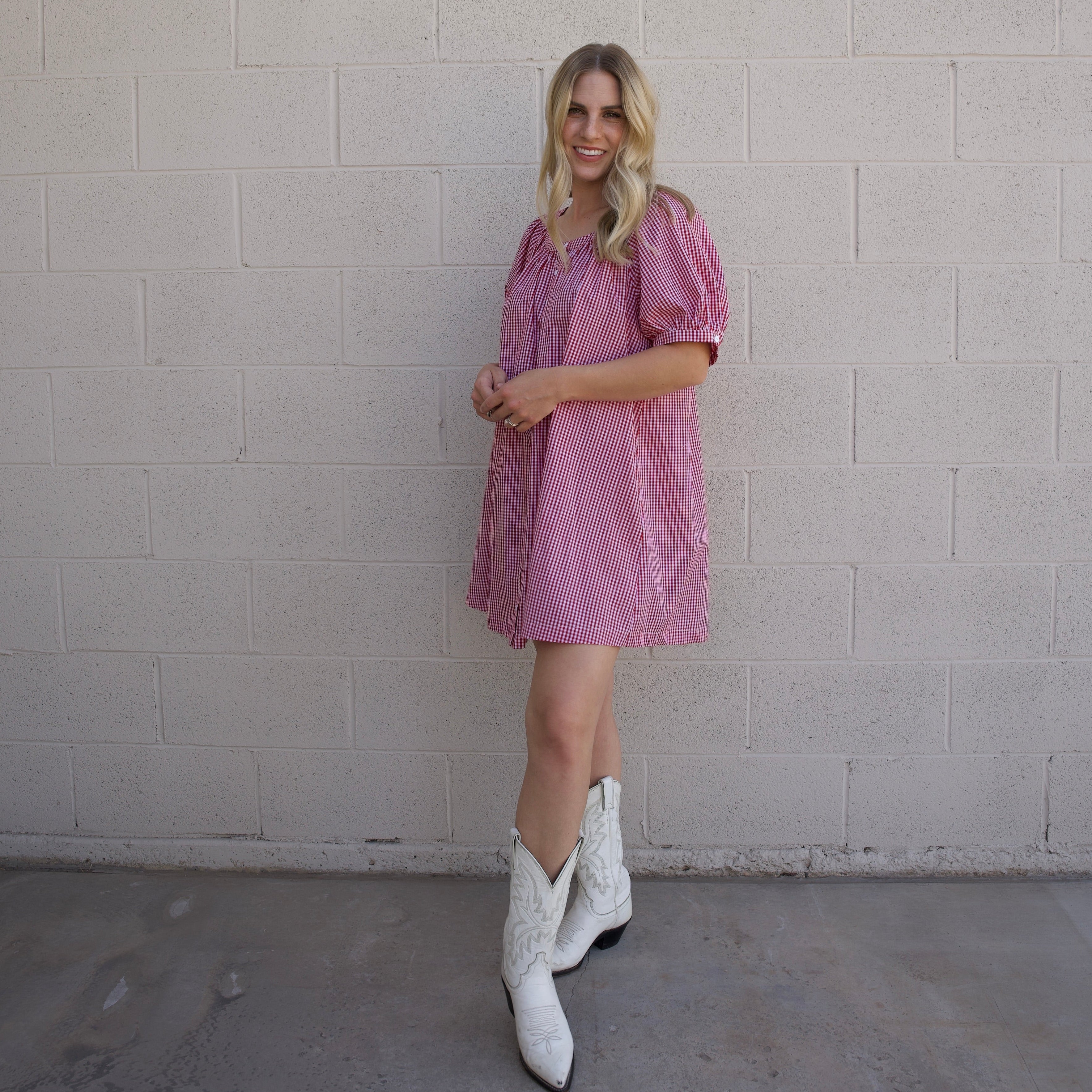 Red Gingham Babydoll Dress