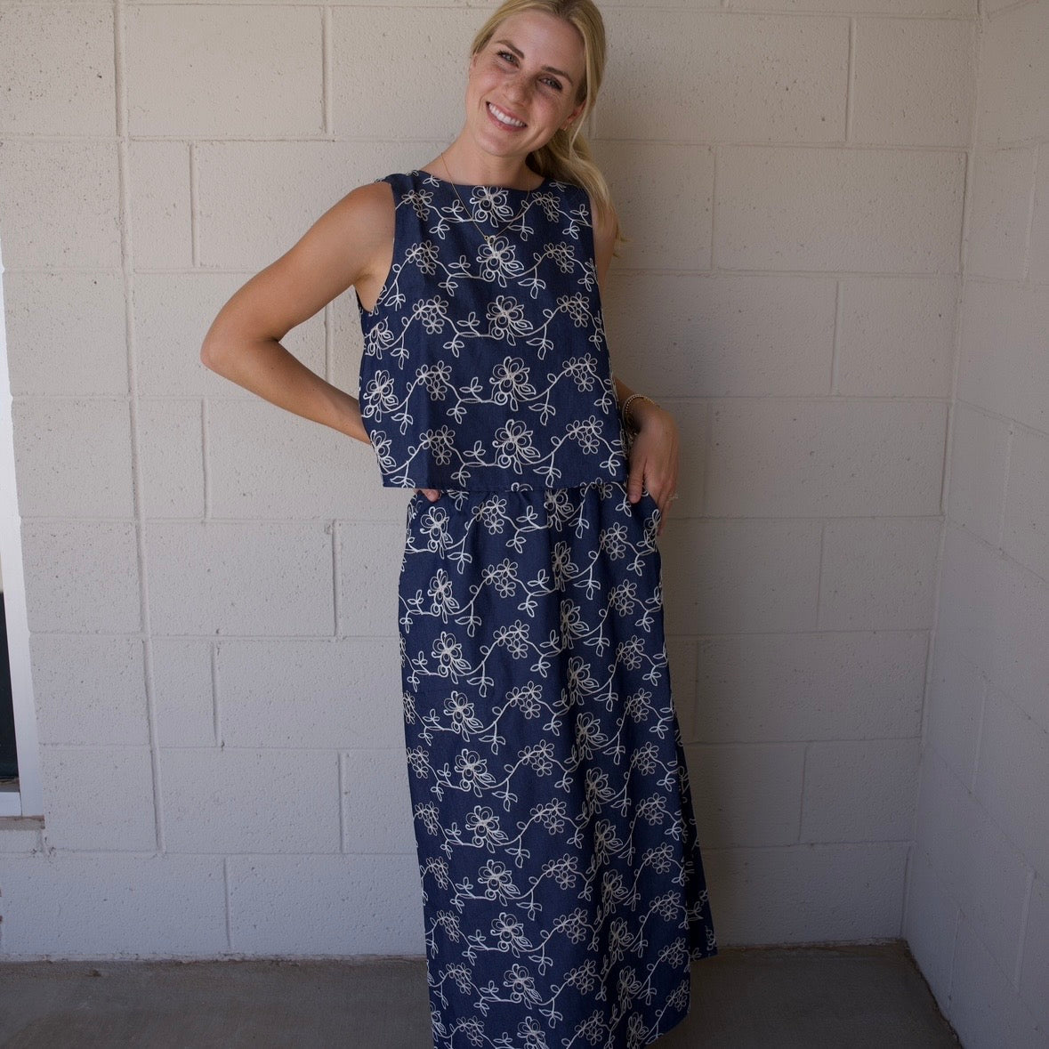 Embroidered Top & Skirt Set