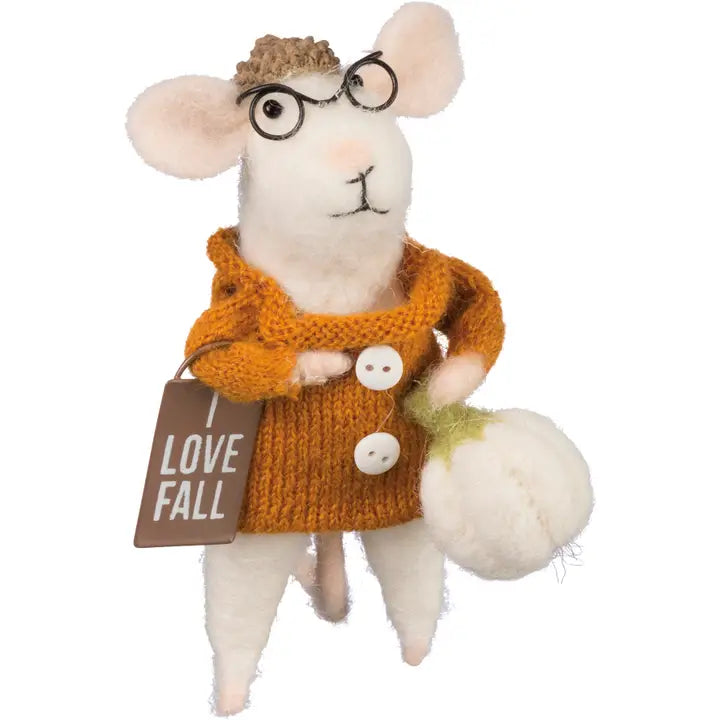 Love Fall Mouse Critter Ornament