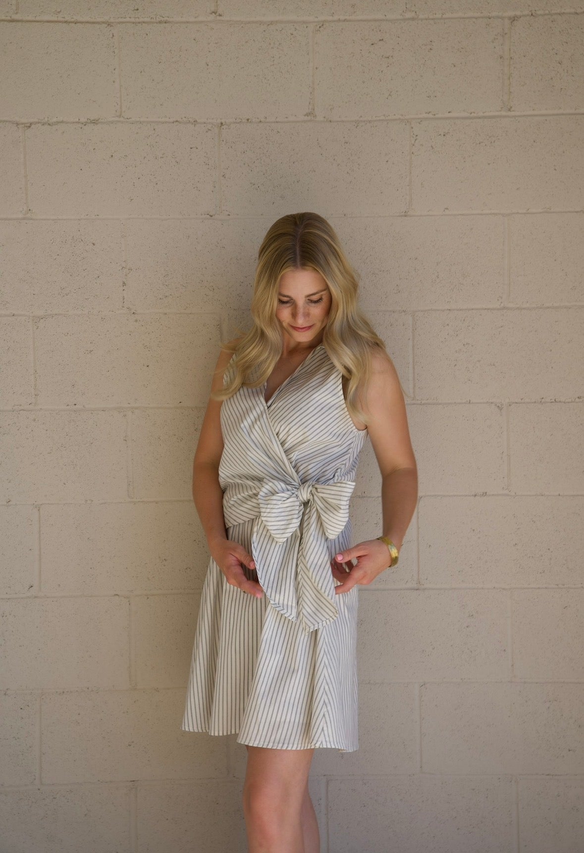 Striped Collared Tie Mini Dress