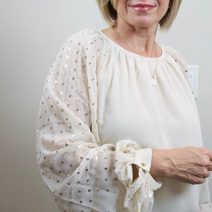 Sequin Long Balloon Blouse