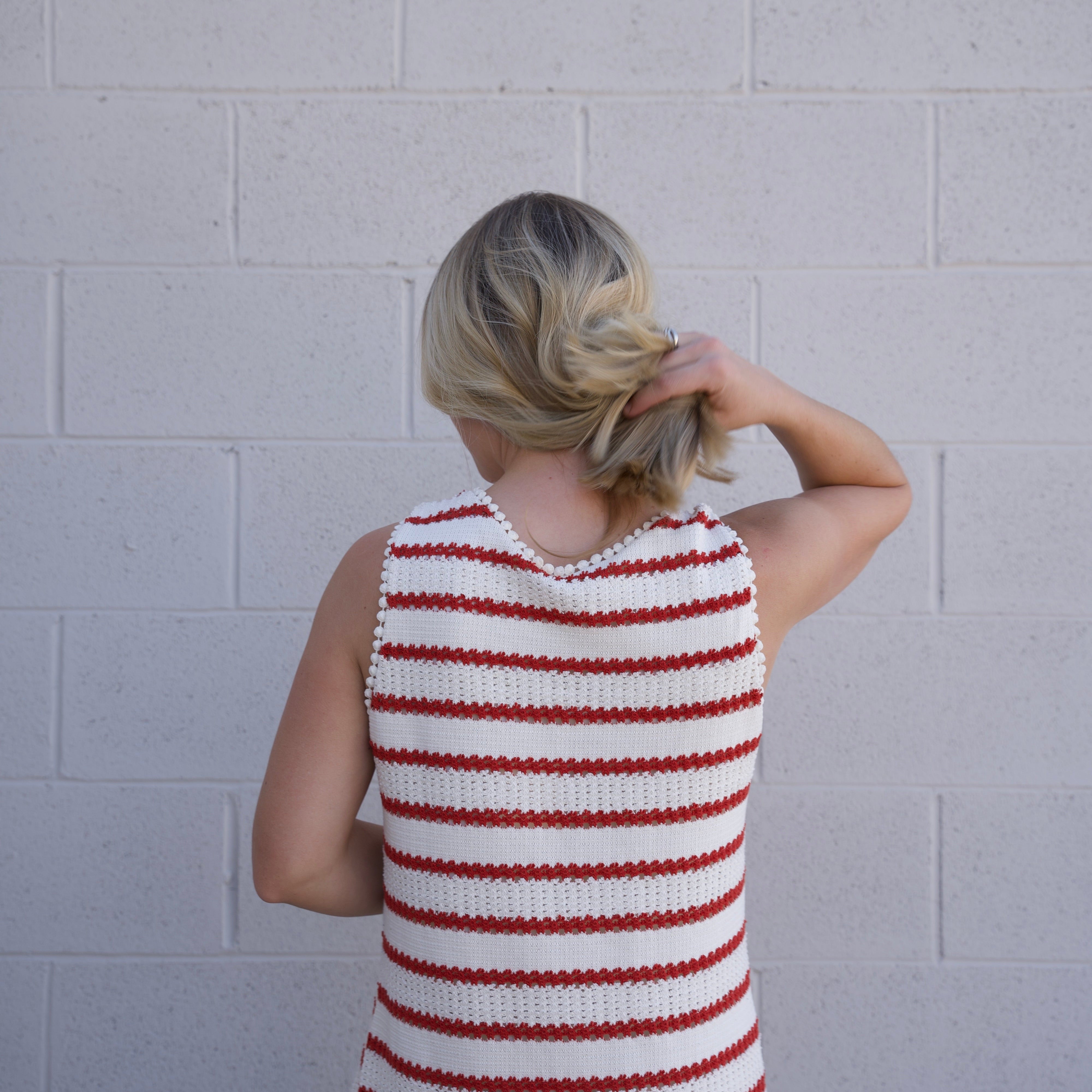 Cream and Red Striped Maxi Dress