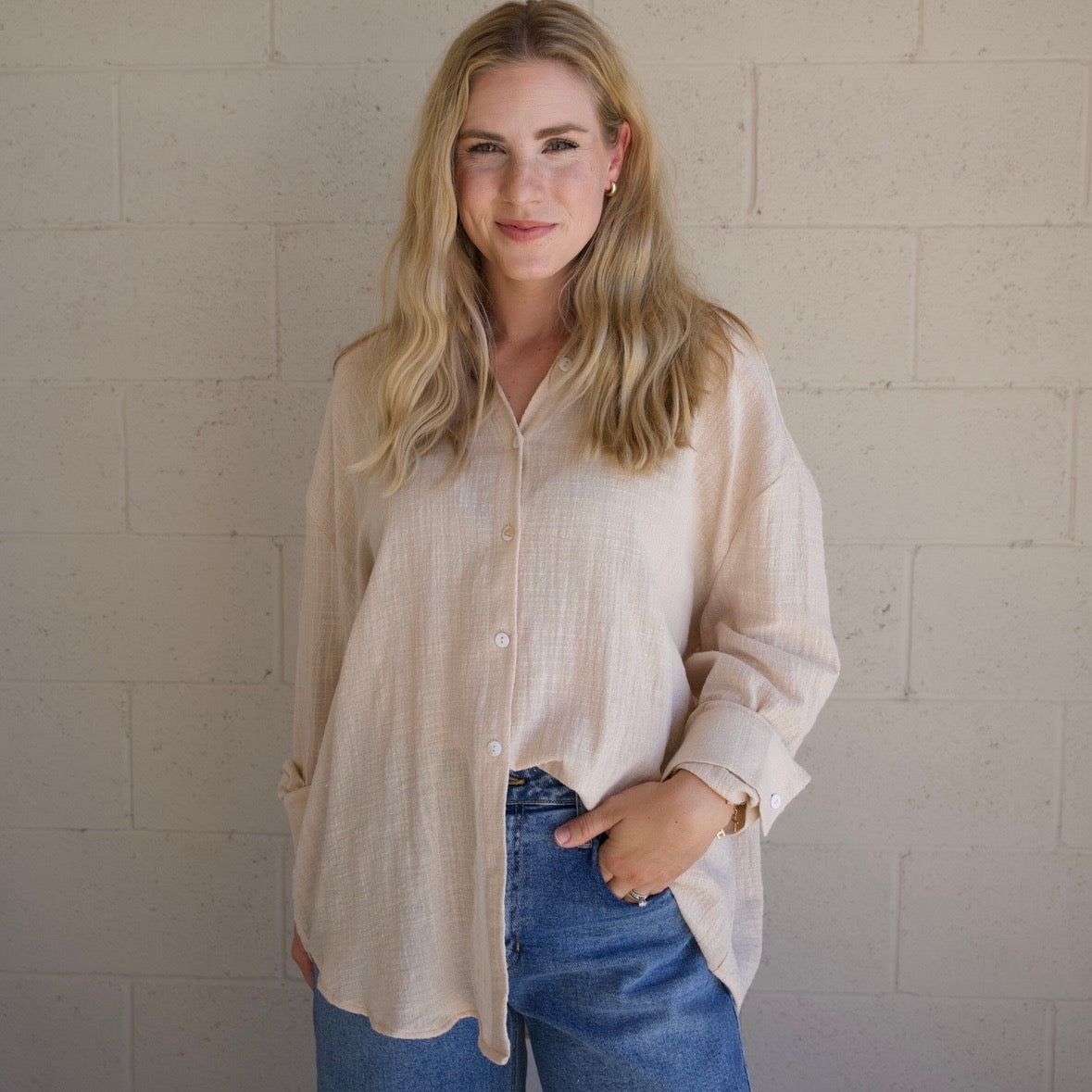 Khaki Lightweight Oversized Shirt