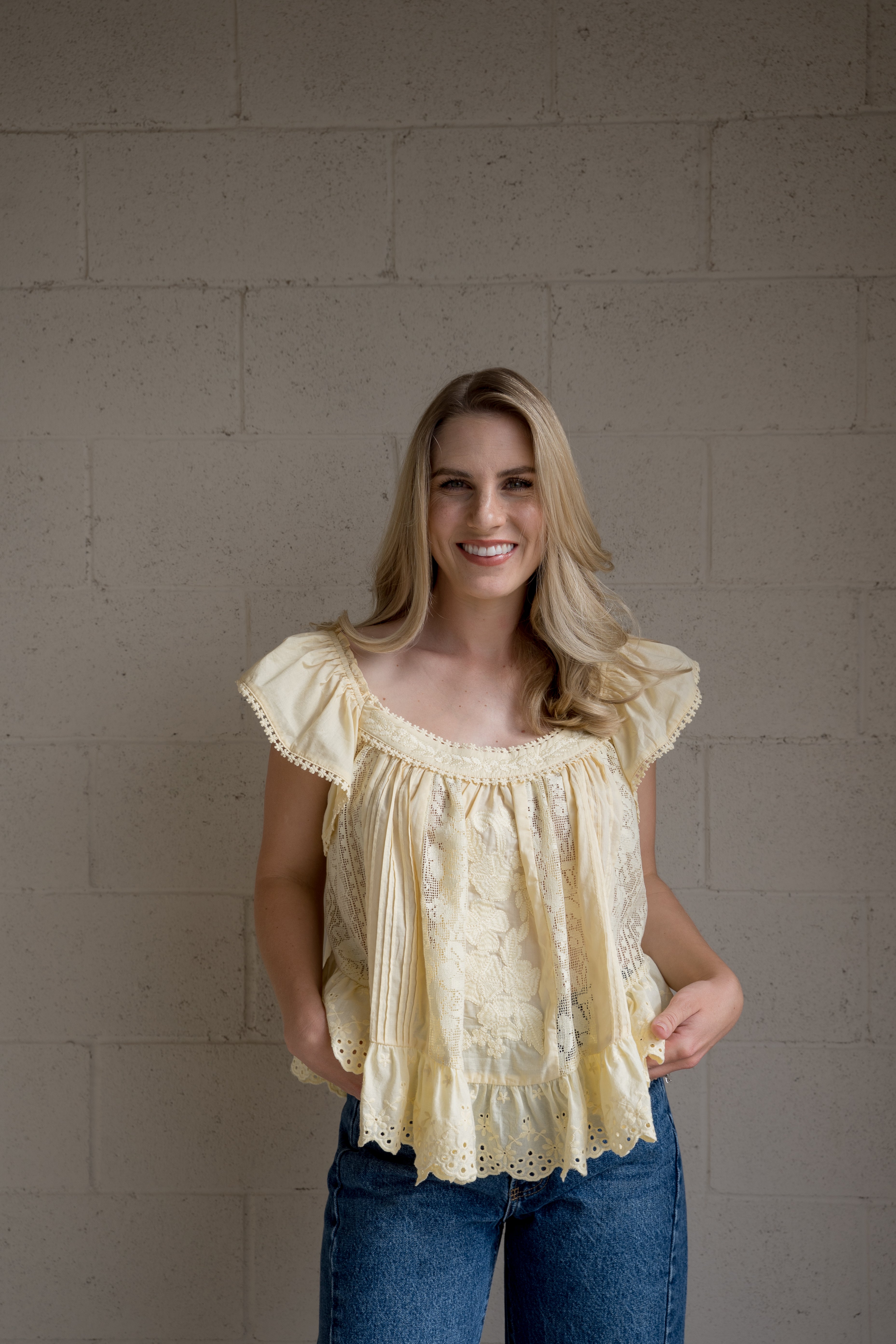 Yellow Lace Embroidered Blouse