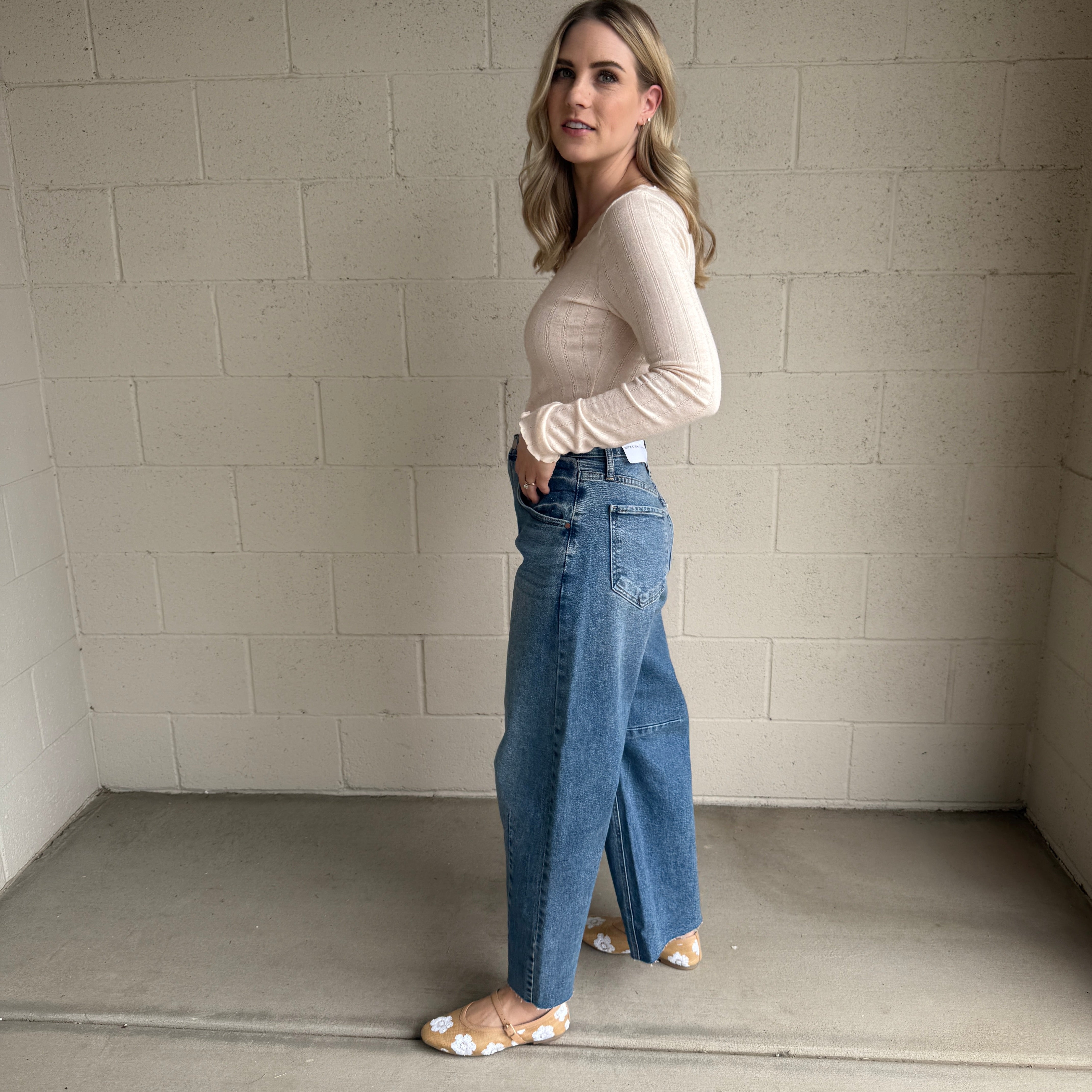 Medium Wash Barrel Jeans