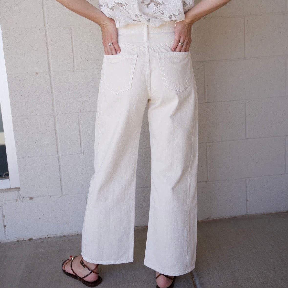 Cream Barrel Twist Jeans