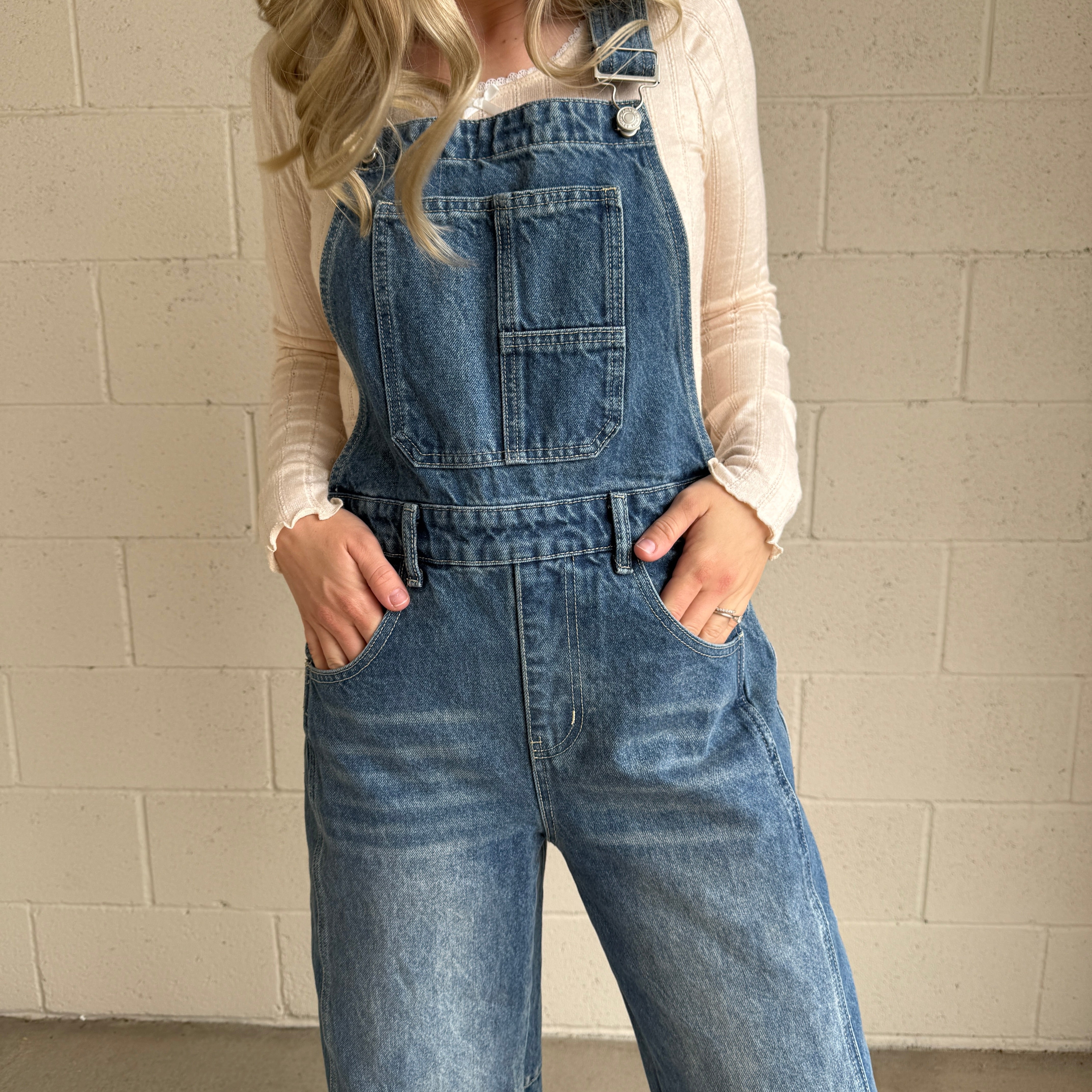 Denim Slouchy Barrel Overalls
