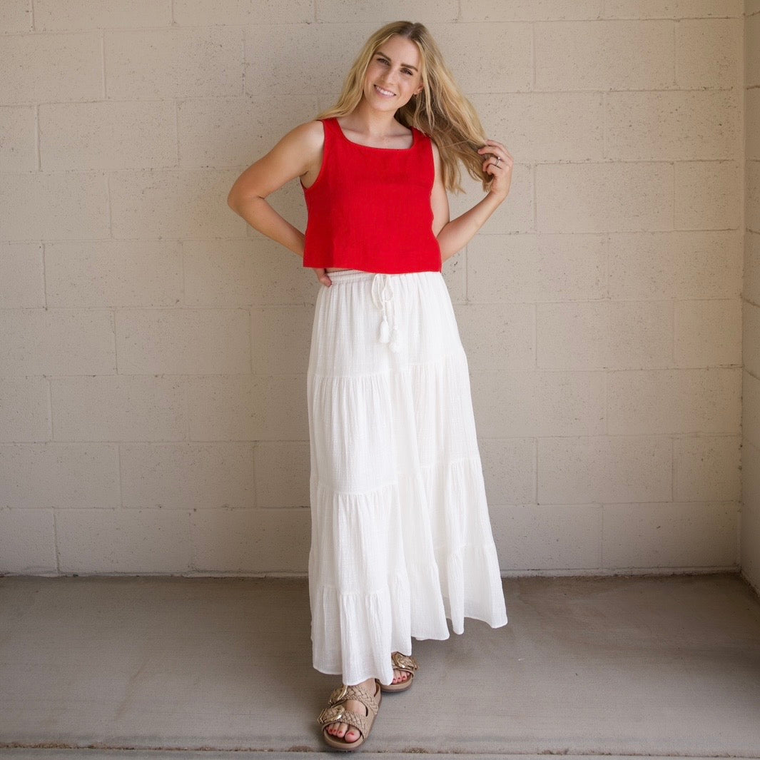 White Tiered Gauze Skirt
