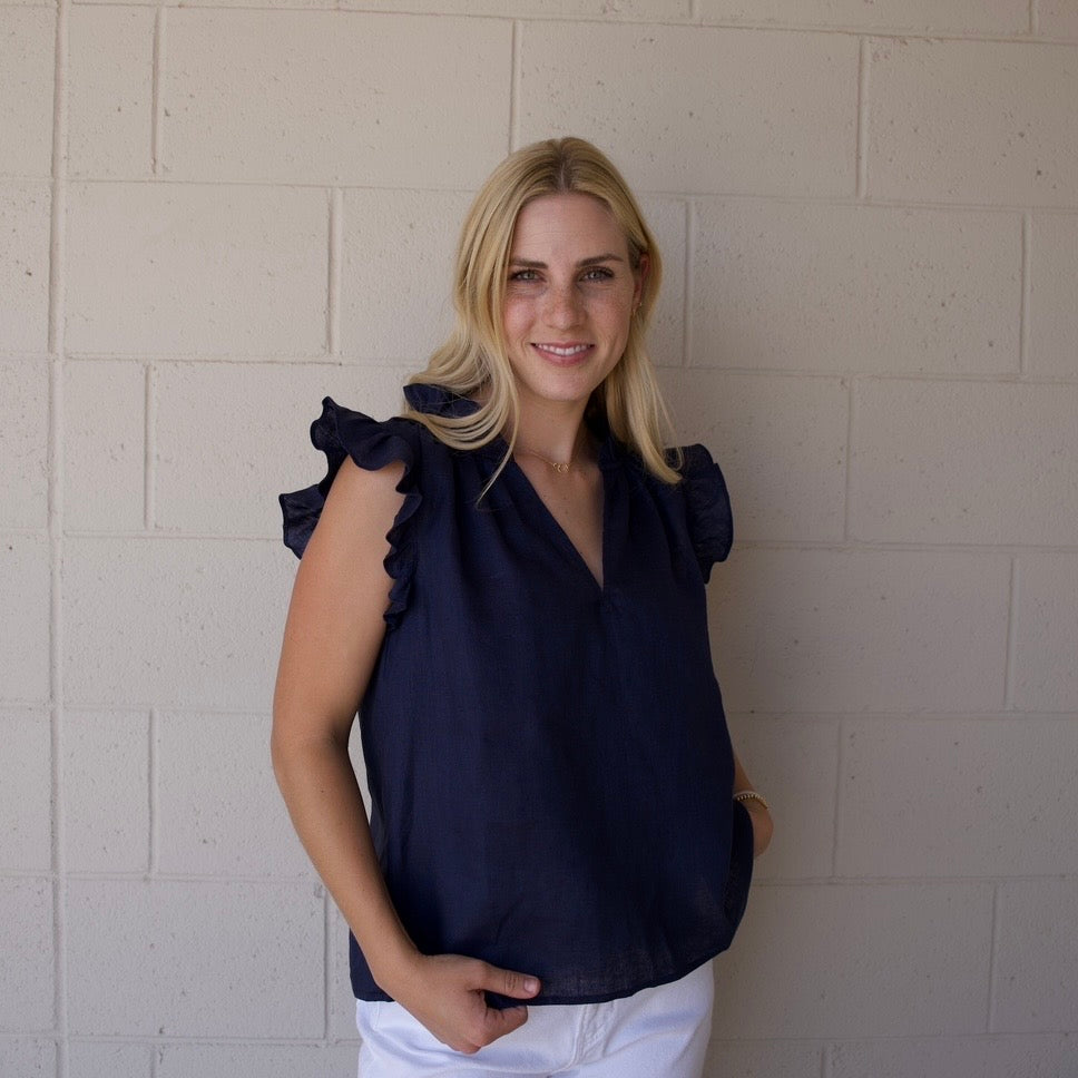 Linen Ruffle Blouse