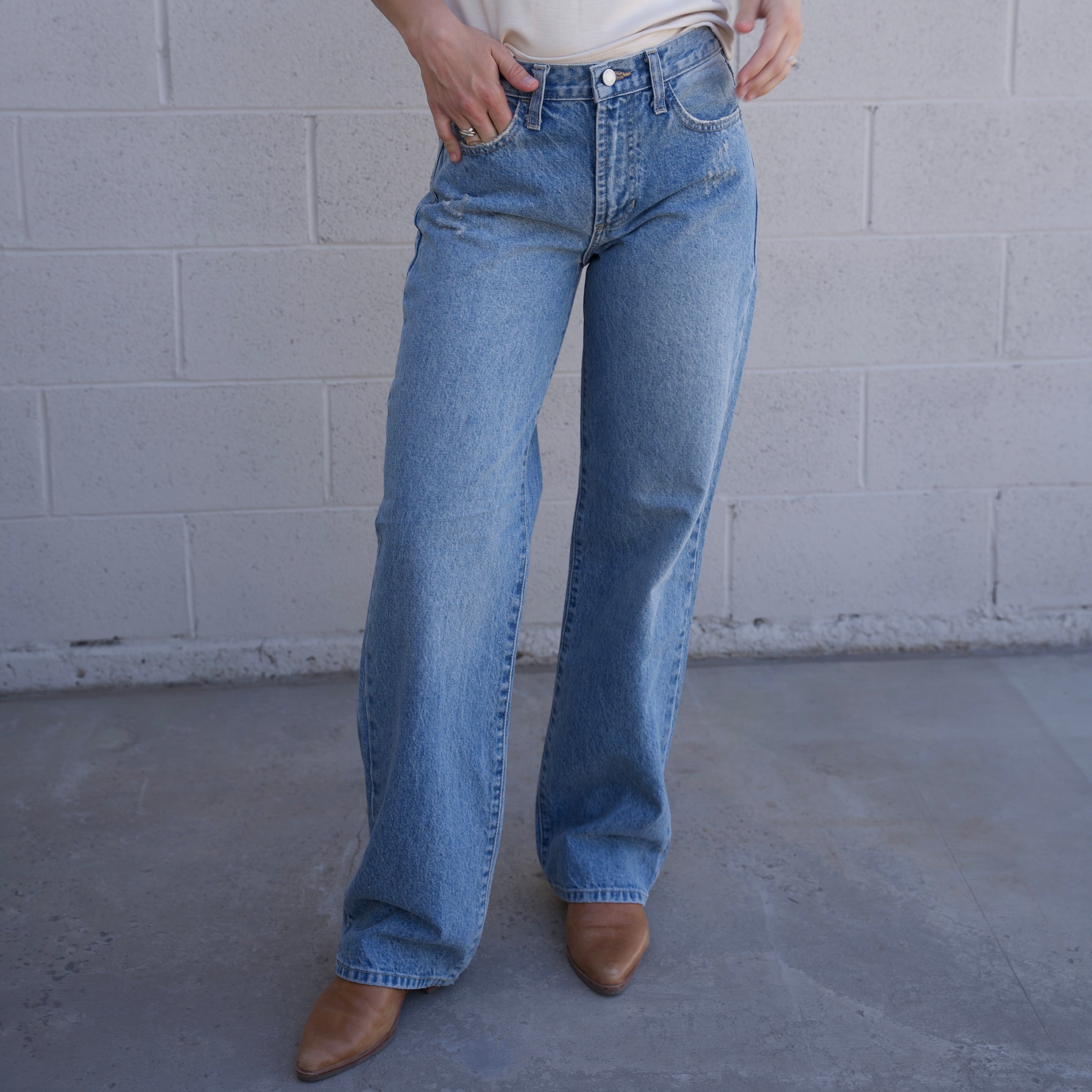 Medium Washed Relaxed Straight Denim